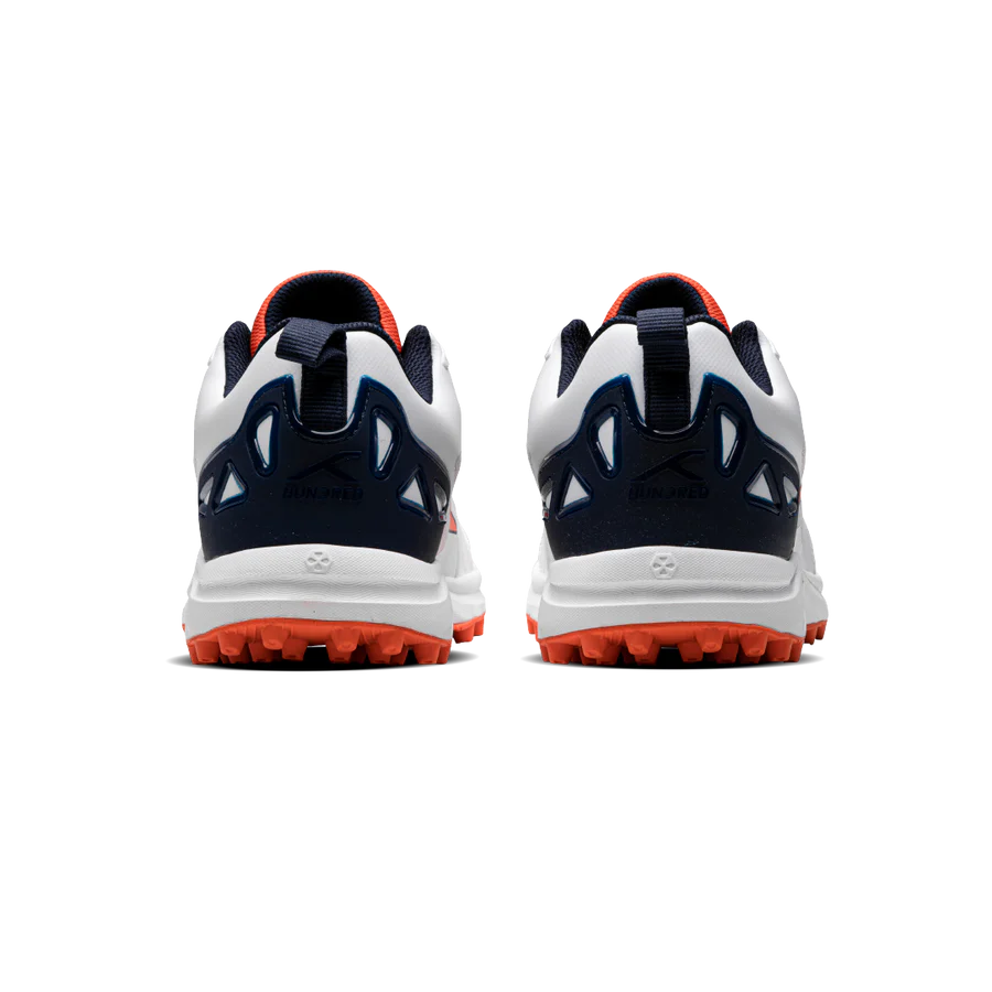 Hundred - White/Orange/Navy TerraField Junior / Youth Cricket Shoes