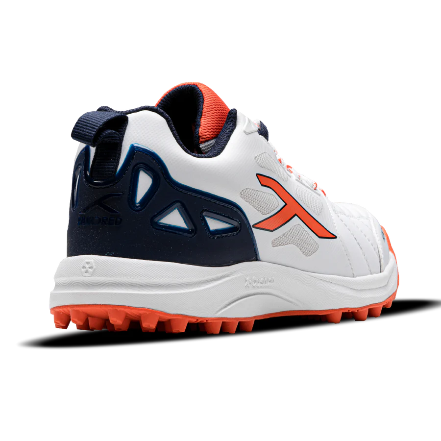 Hundred - White/Orange/Navy TerraField Junior / Youth Cricket Shoes