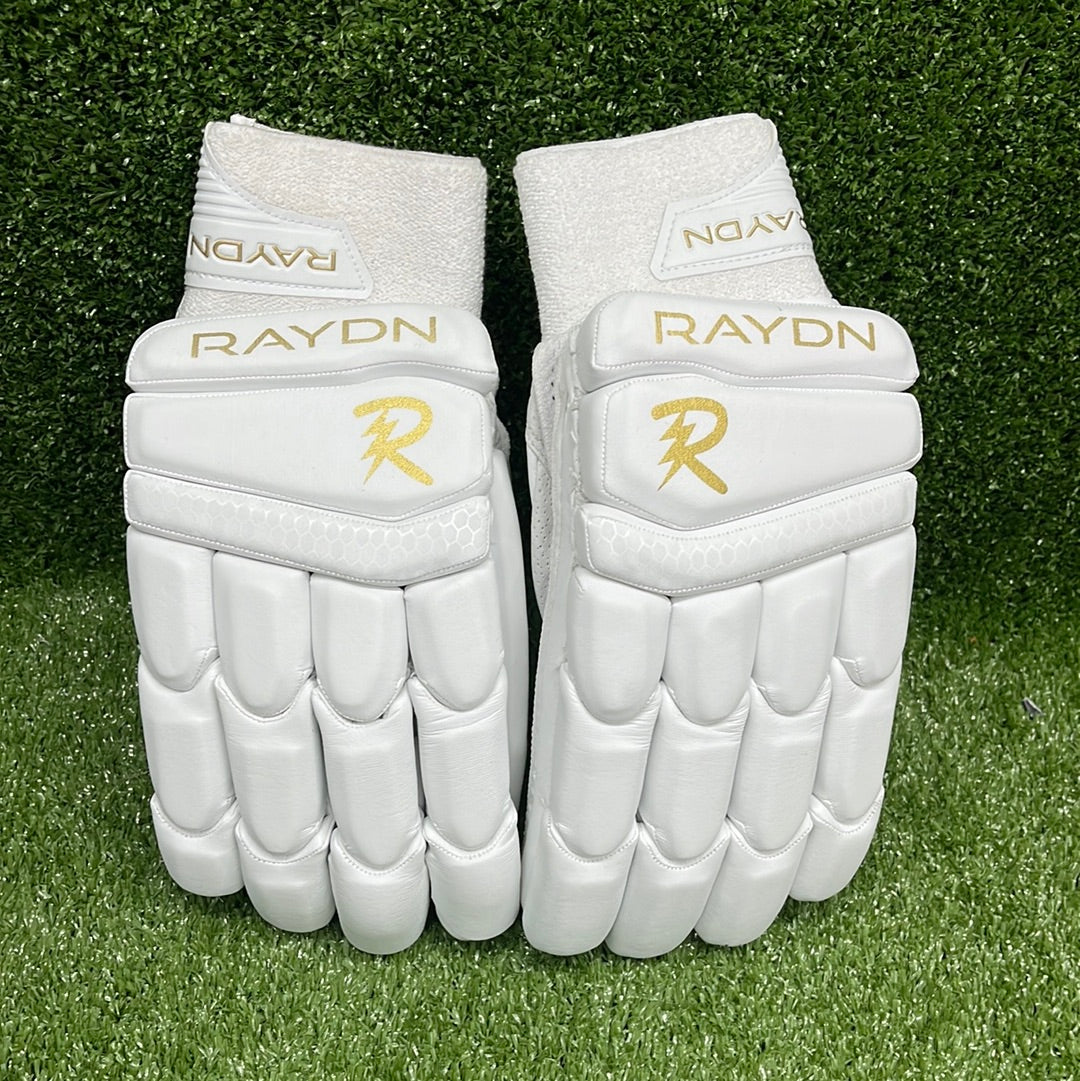 Raydn Players Pro Youth Cricket Batting Gloves (With Pittard) White / Navy Blue / Black