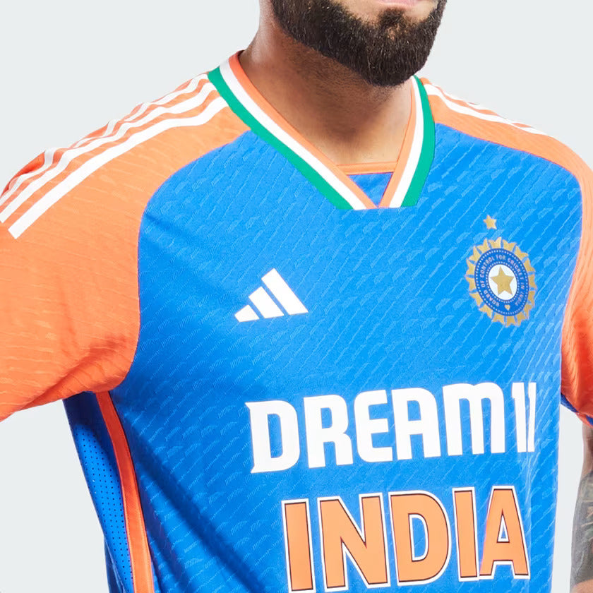 INDIA CRICKET T20 INTERNATIONAL PLAYER JERSEY Dark Blue True Orange