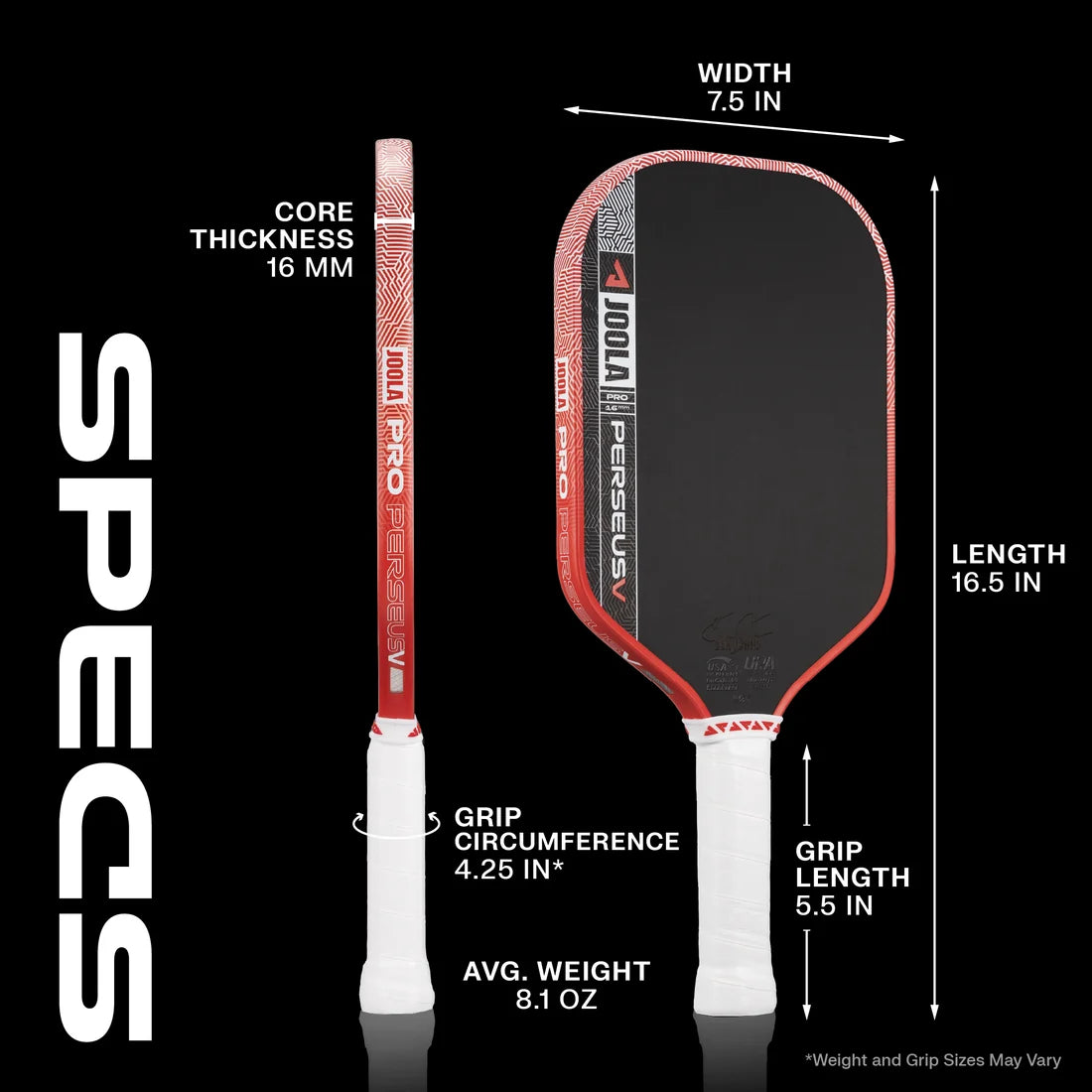 JOOLA Perseus Pro V Pickleball Paddle - Blaze Red JOOLA