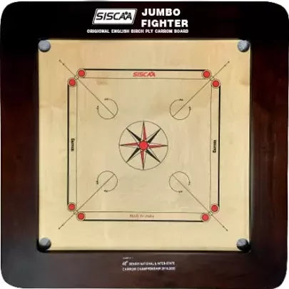 Siscaa Jumbo Fighter (24mm - 36mm) English Birch Ply Carrom Board