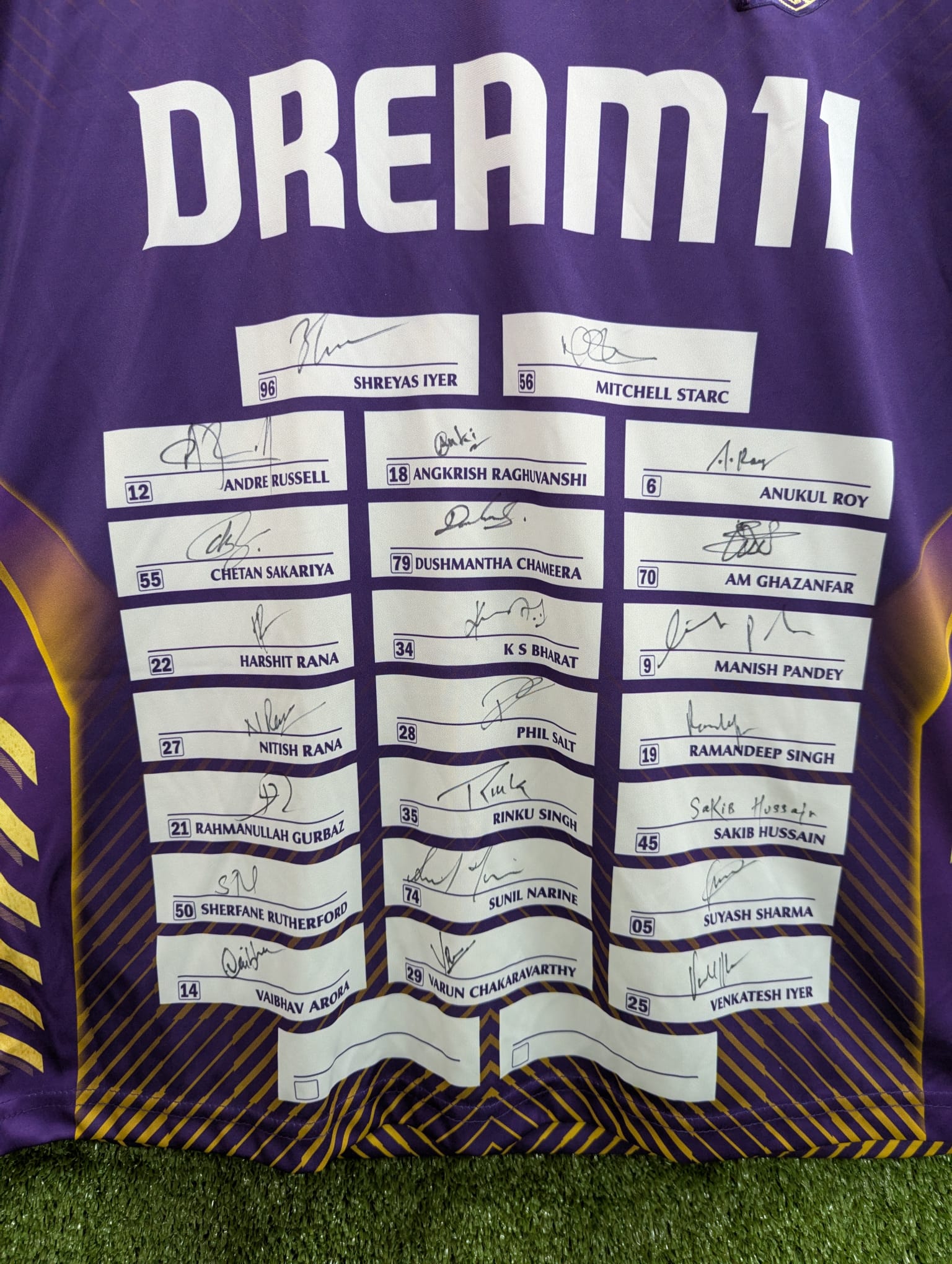 IPL Kolkata Knight Riders Official Signed Players Jersey