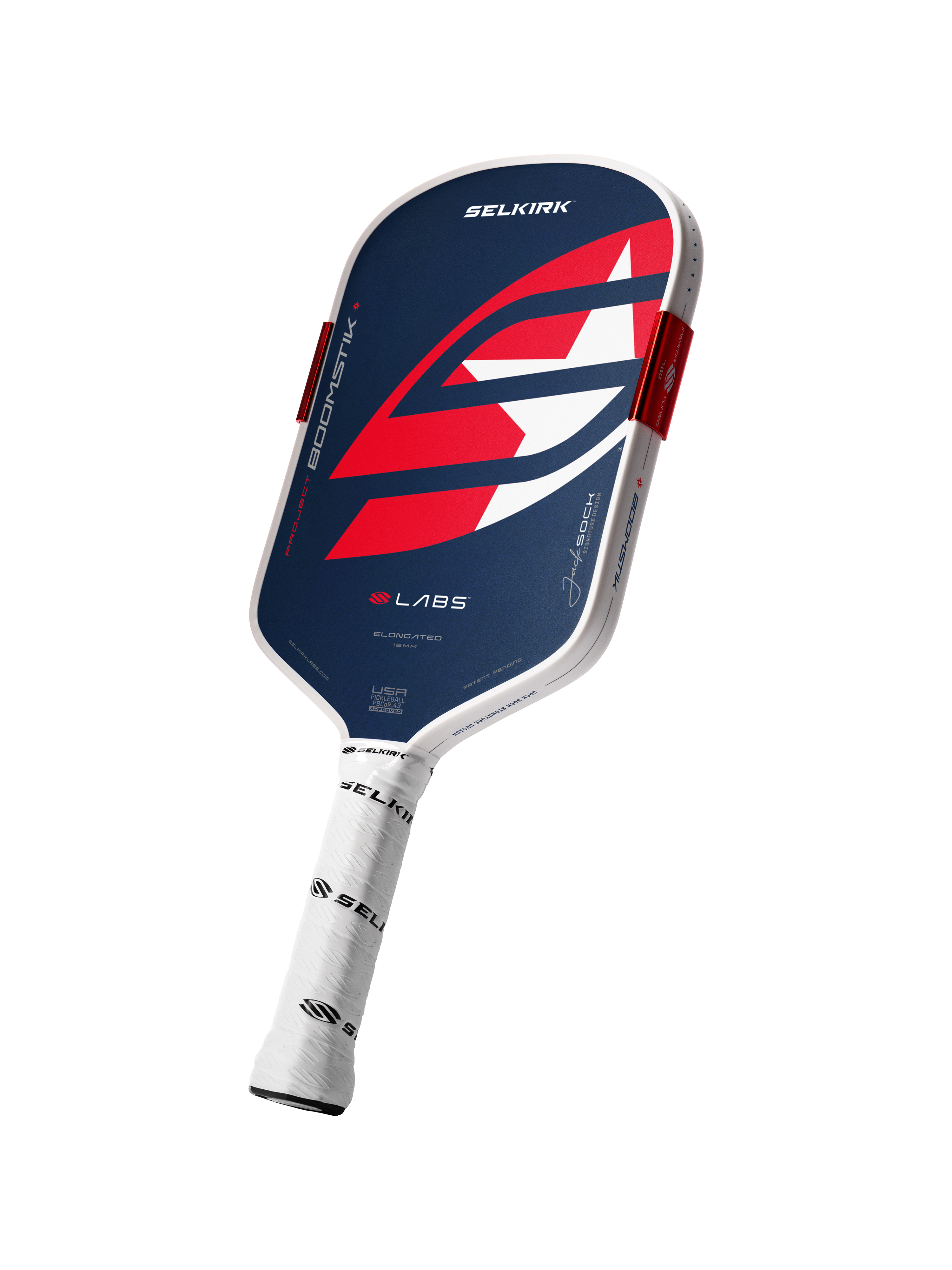 Reverse face of the Jack Sock Signature Boomstik Elongated pickleball paddle
