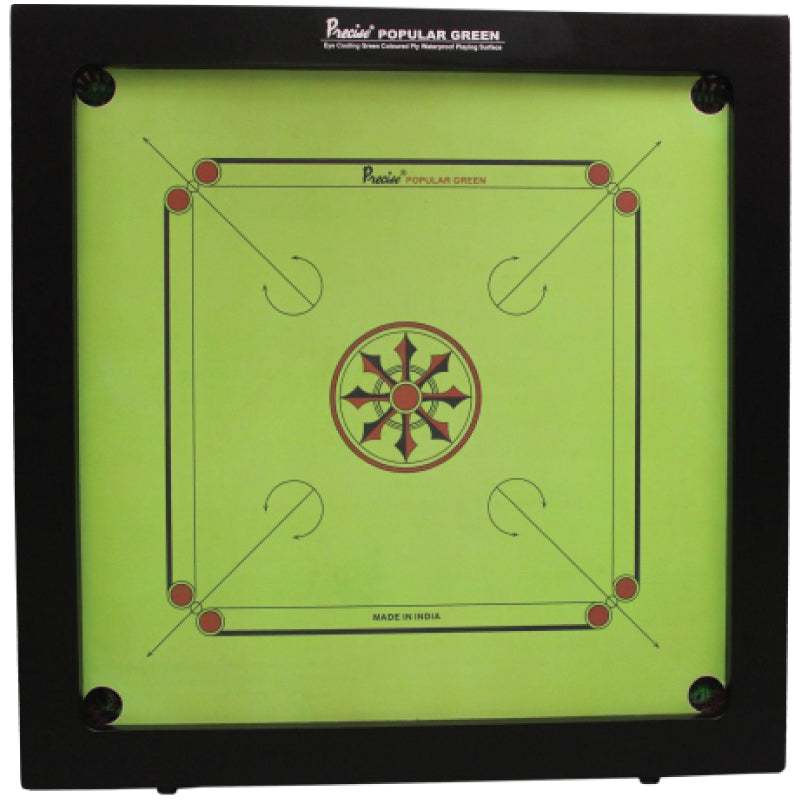 Precise Captain Carrom board with green playing surface and black border