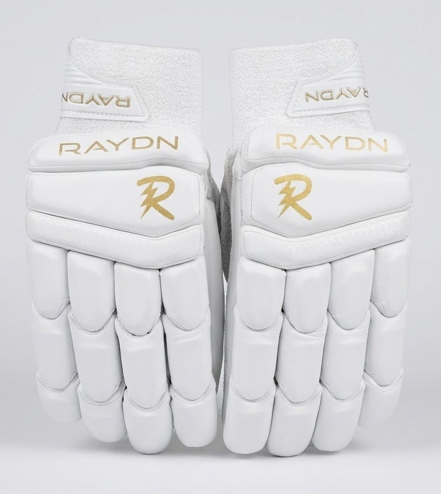 Raydn Players Pro Youth Cricket Batting Gloves (With Pittard) White / Navy Blue / Black