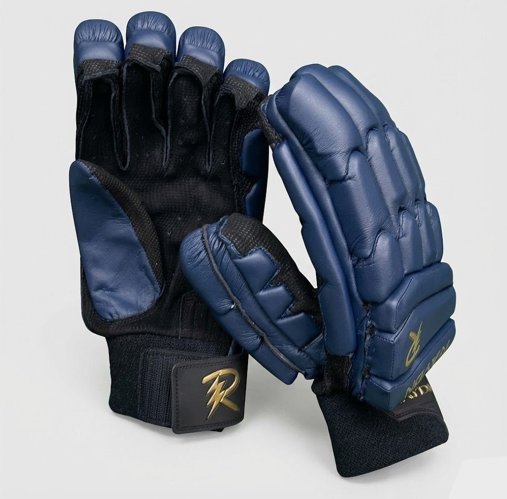 Raydn Players Pro Youth Cricket Batting Gloves (With Pittard) White / Navy Blue / Black