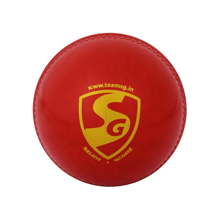 SG Everlast Synthetic Red Cricket Ball by SG - side view - TopCricketStore