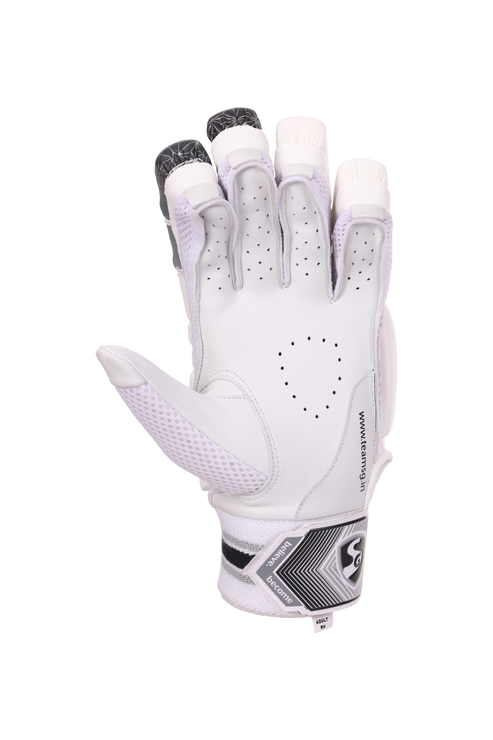 SG Hilite 2.0 cricket glove with black accents on a white background