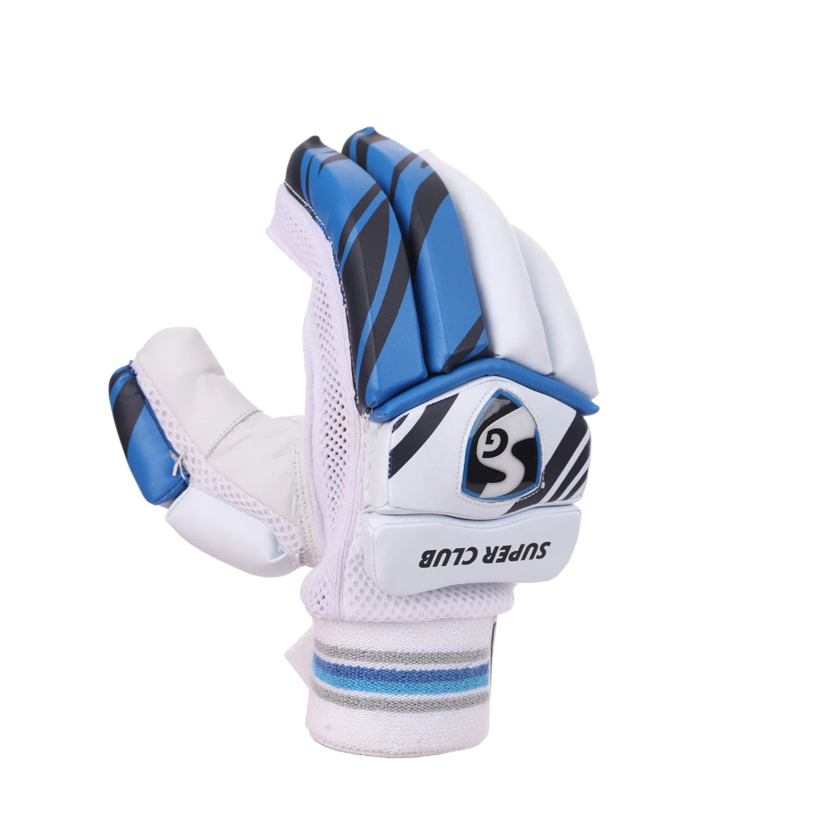 SG Super Club Junior / Youth Cricket Batting Gloves Blue by SG - side view - TopCricketStore