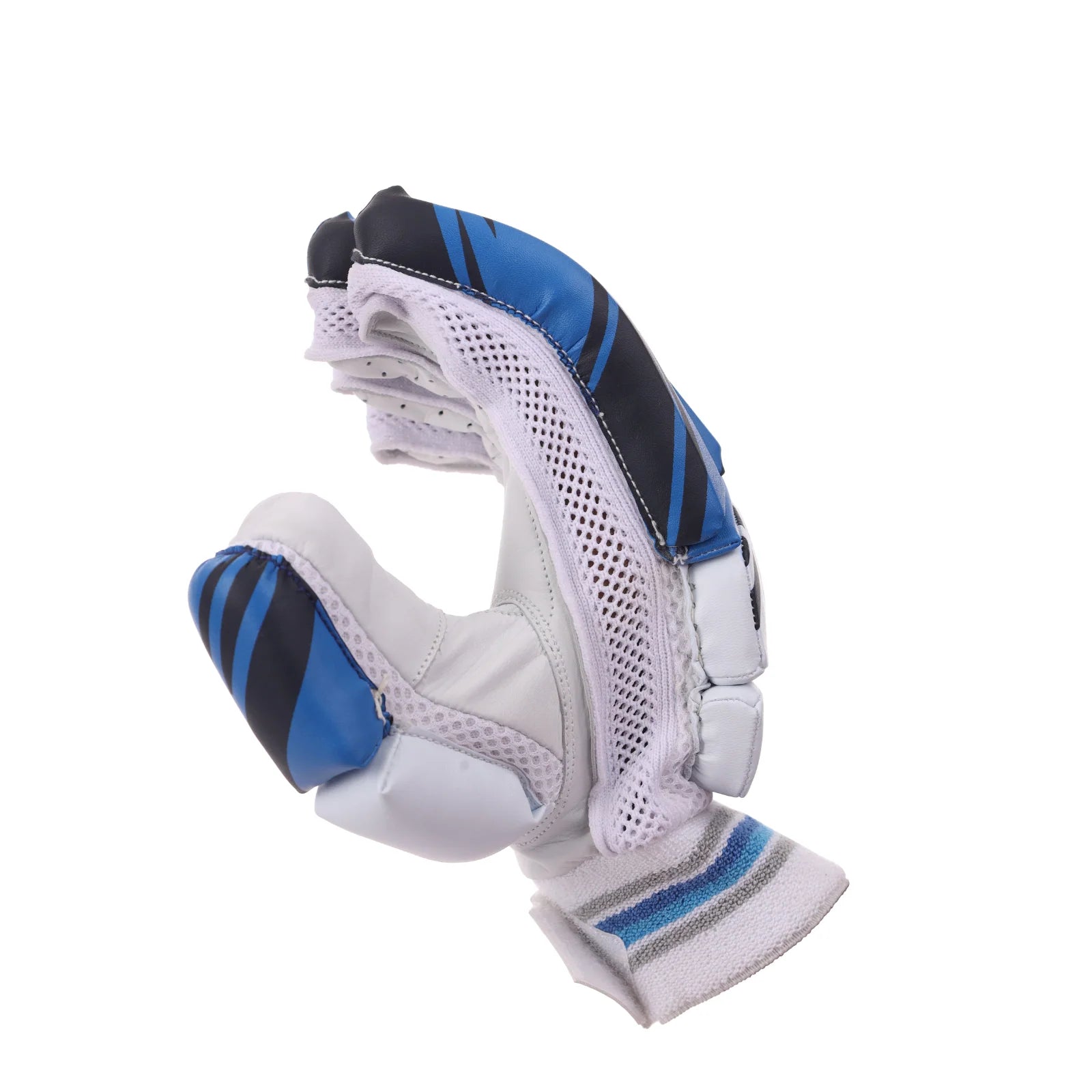 SG Super Club Junior / Youth Cricket Batting Gloves Blue by SG - in-use view - TopCricketStore