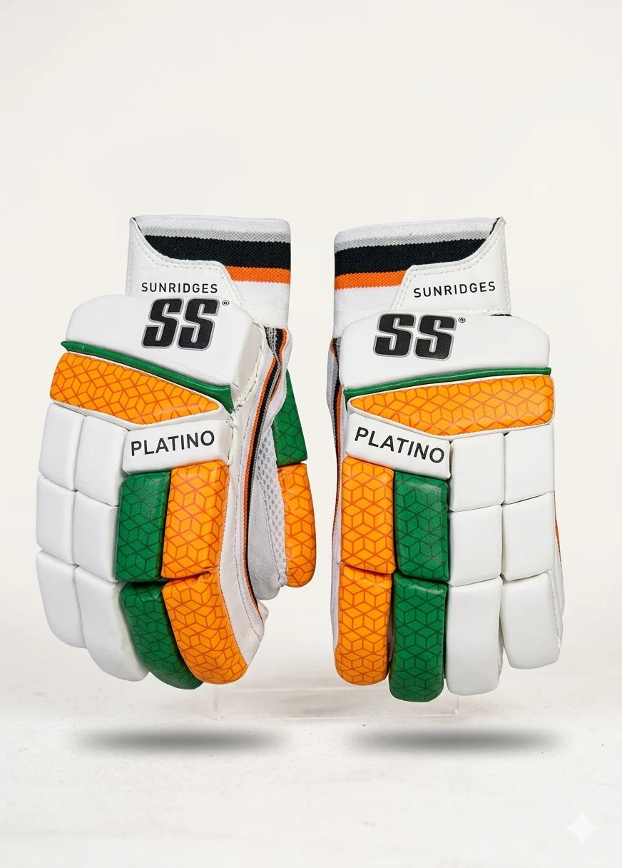 SS Platino Orange Blue Cricket Batting Gloves - Adult Sheep Leather SS