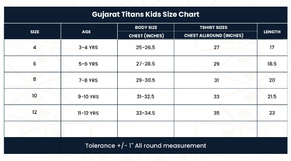 Gujarat Titans Official Match Edition Half Sleeve Kids Jersey - IPL 2026
