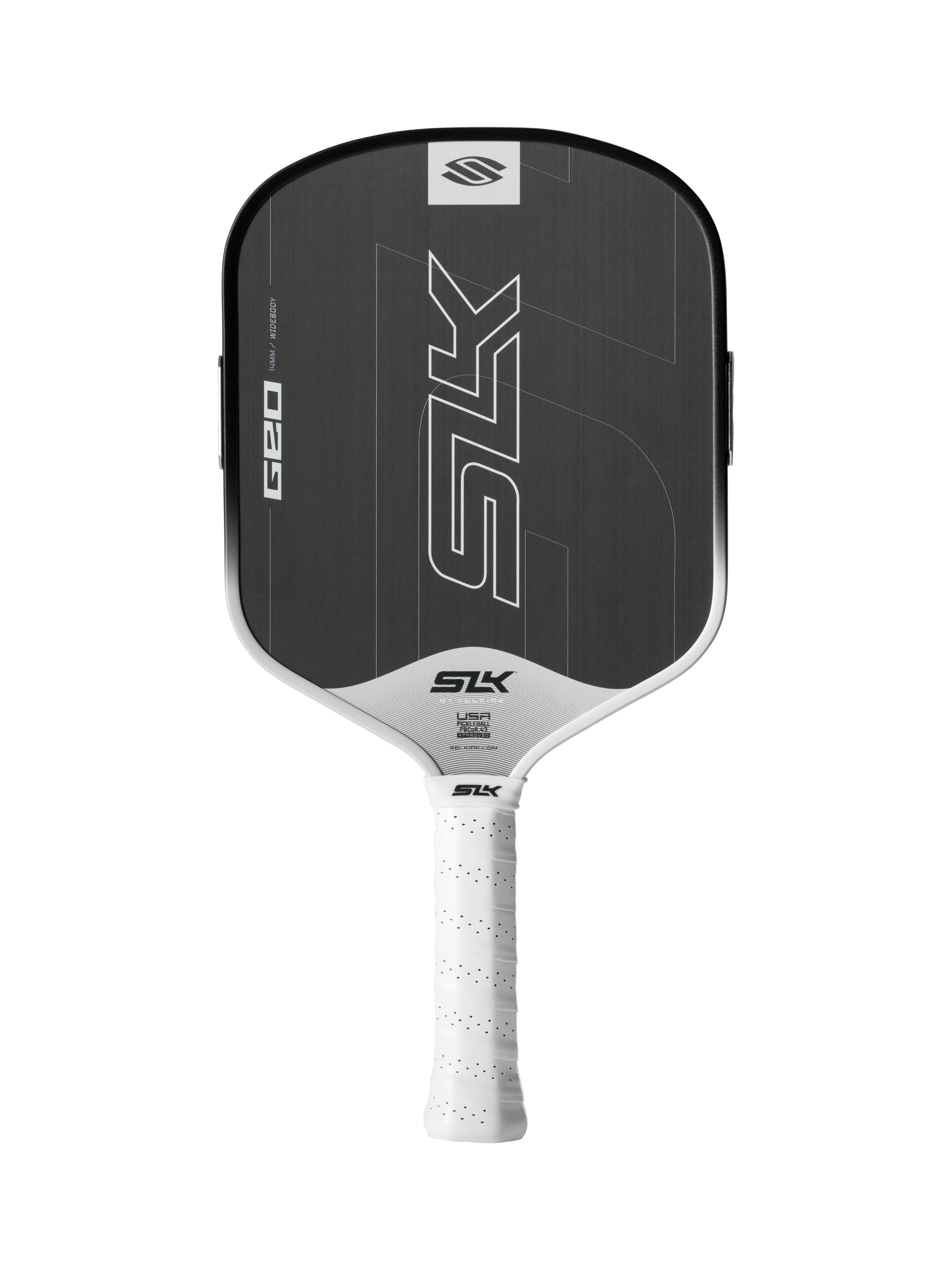 SLK Geo pickleball paddle by Selkirk, Widebody shape in White, full face view