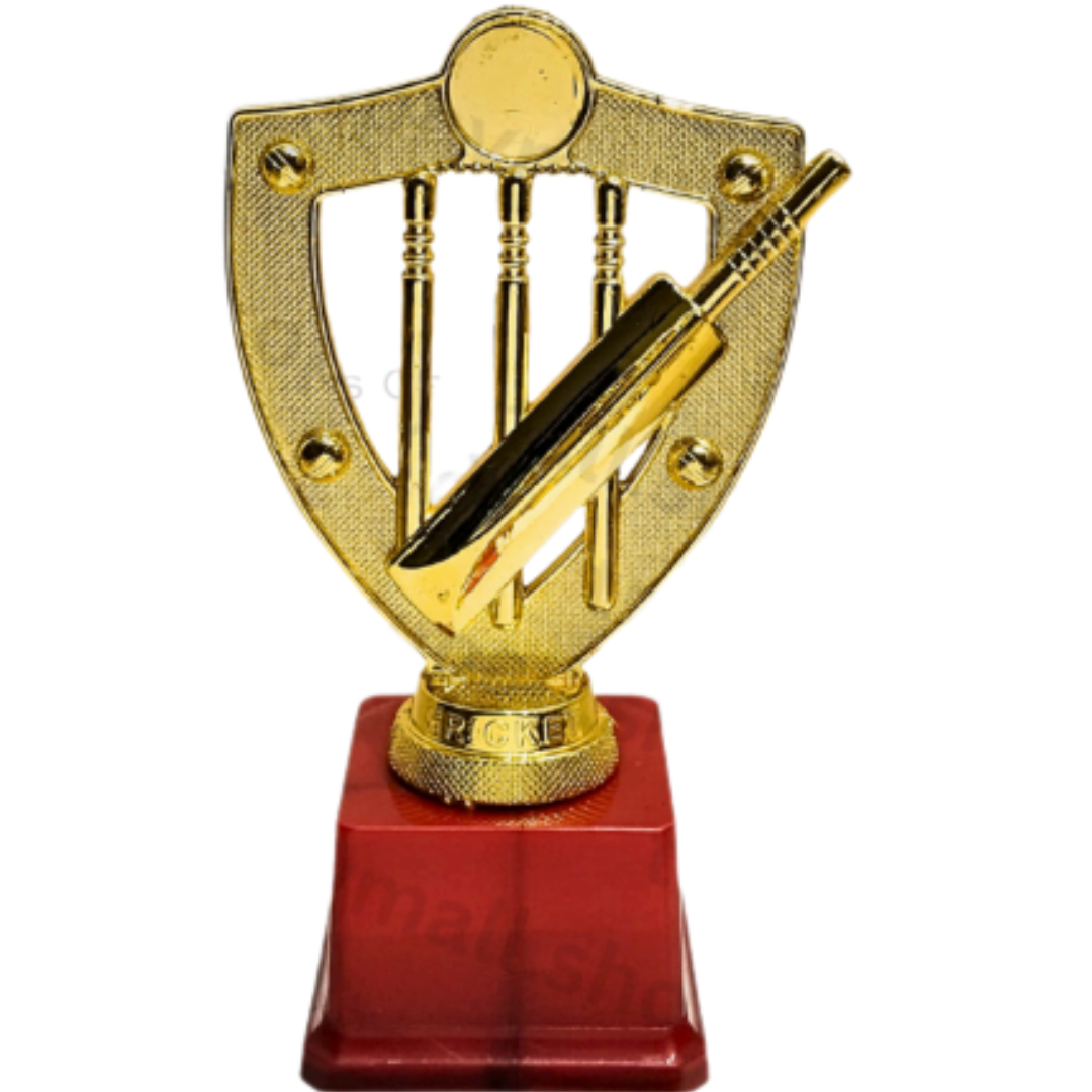 Raydn Cricket Trophy With Shield, Stump and Bat (8.5 inches height)