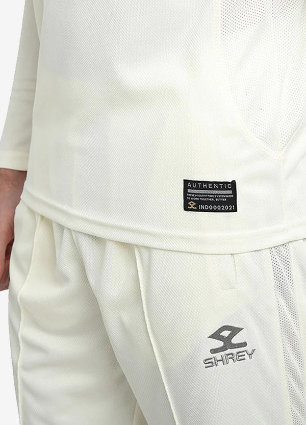 Shrey Match Cricket Whites Long Sleeve Junior/Youth Cricket Shirt