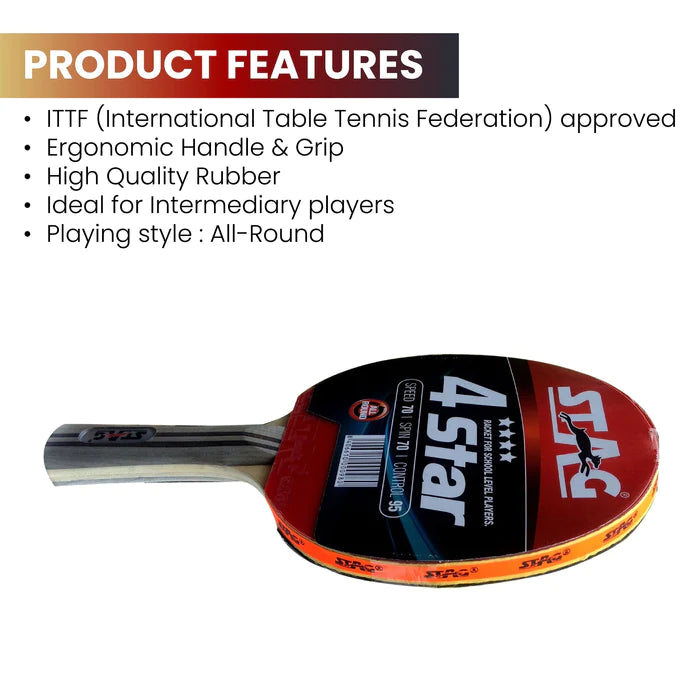 STAG 4 STAR TABLE TENNIS RACQUET