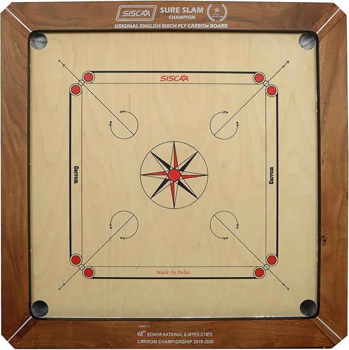 Siscaa Sure Slam Champion 20mm English Birch Ply Carrom Board