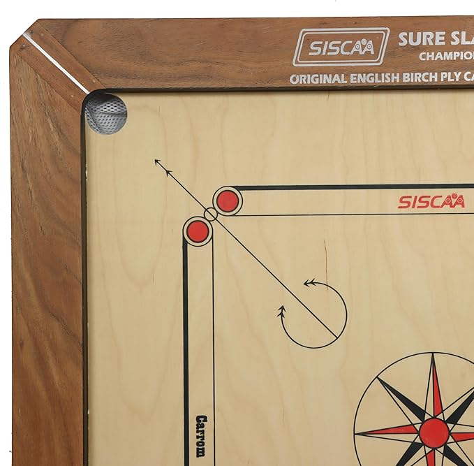 Siscaa Sure Slam Champion 20mm English Birch Ply Carrom Board