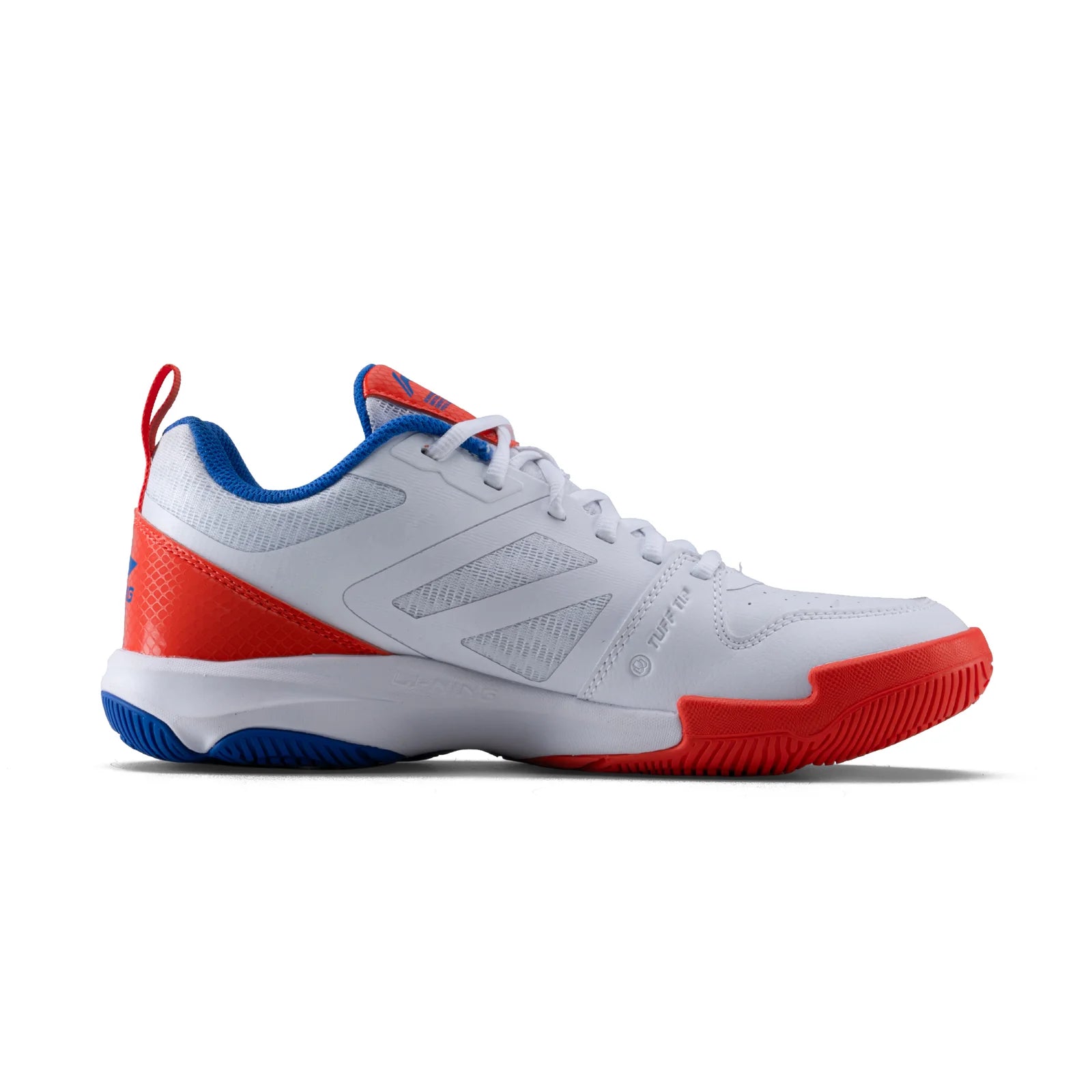 Lateral side view of a single Li-Ning Ranger Force badminton shoe built for indoor court stability
