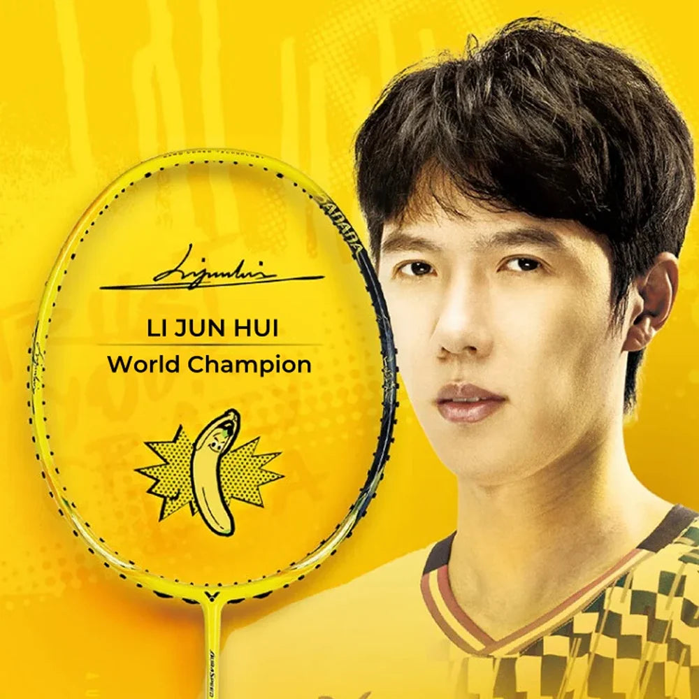 Victor Auraspeed Li Junhui Edition (LJH) E Badminton Racket - World Champion Li Junhui portrait with signature racket detail