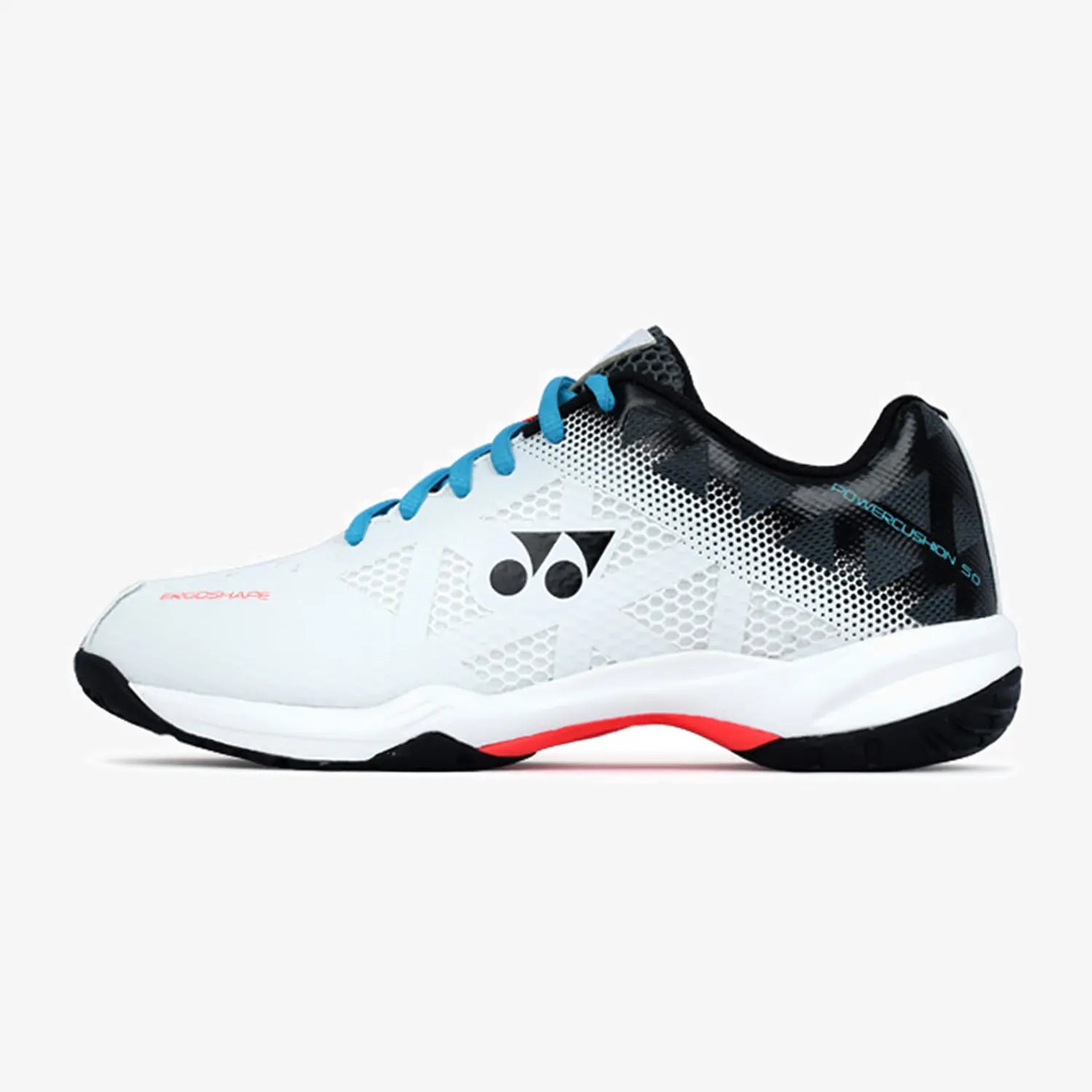 Yonex Power Cushion 50 Badminton Shoes in White and Mint - Left Side Profile