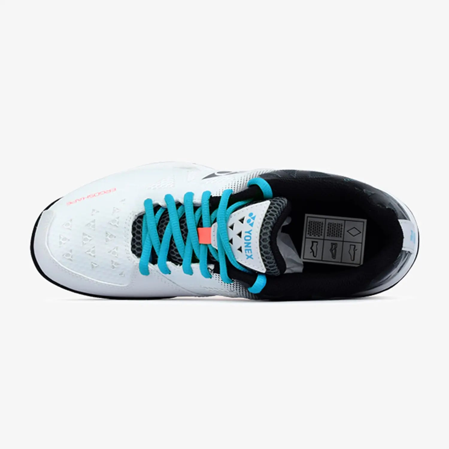 Yonex Power Cushion 50 Badminton Shoes in White and Mint - Top view 