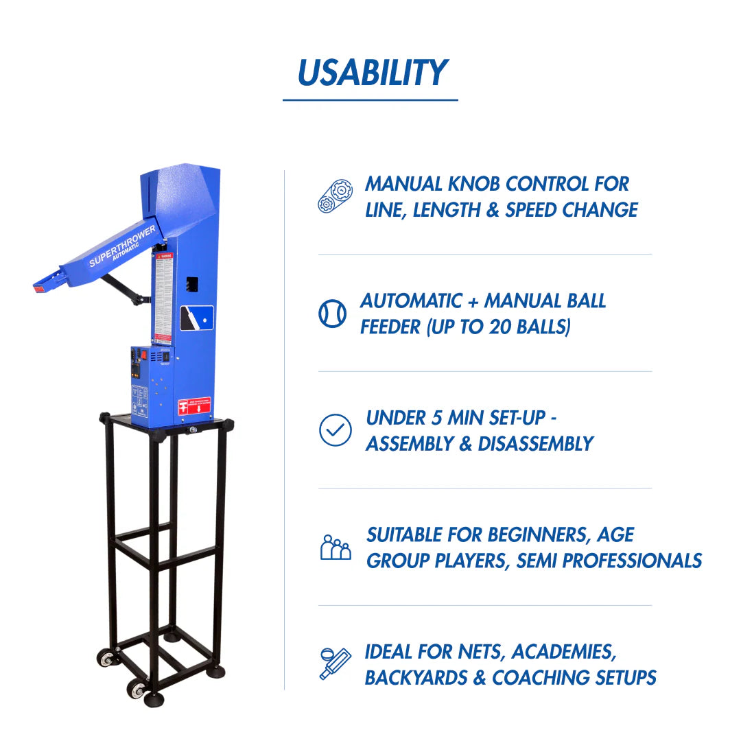 The Freebowler FS2 Pro automatic ball thrower folded down to demonstrate its easy transport and portability.