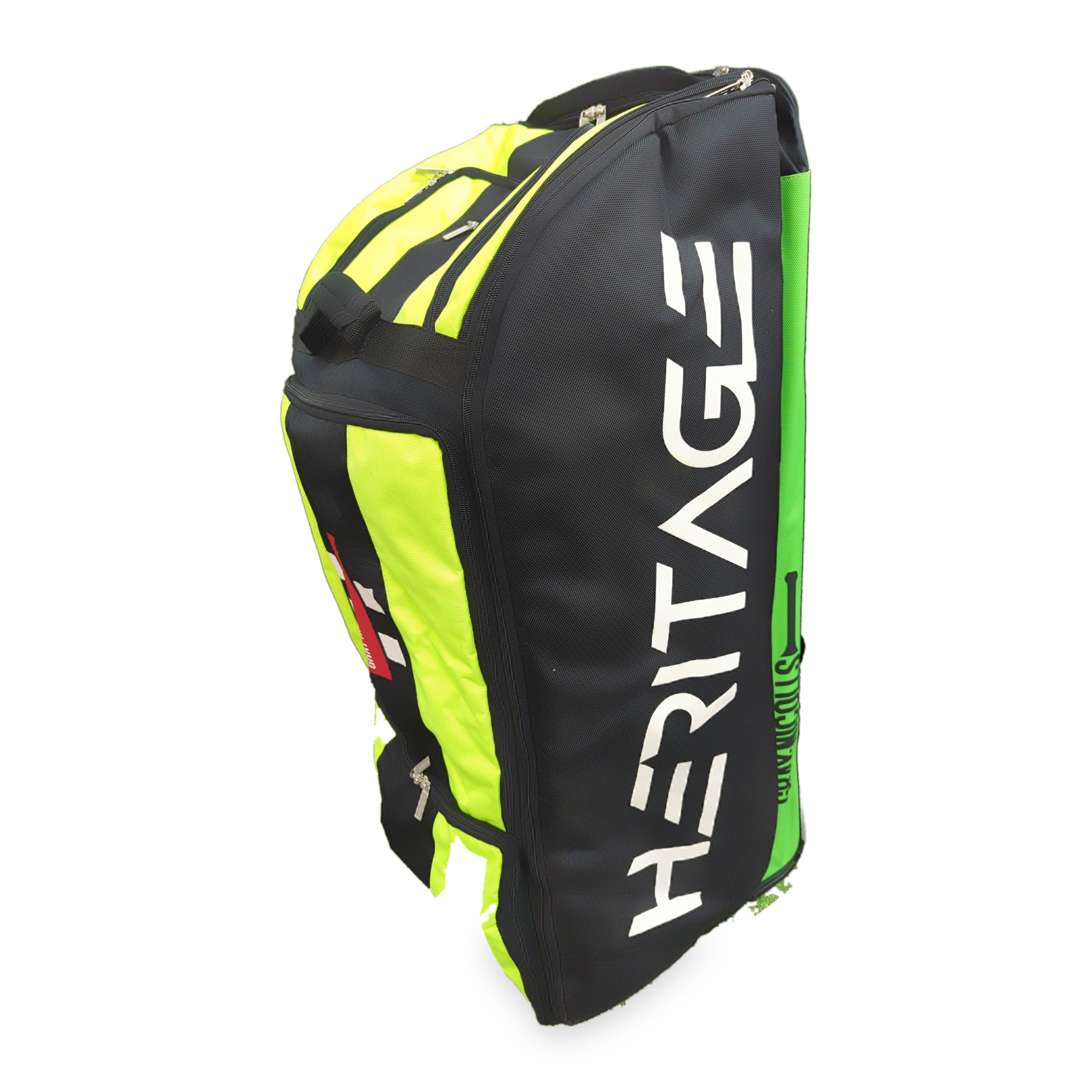 Gray-Nicolls Heritage Duffle Wheelie Cricket Kit Bag - Lime by GN - side view - TopCricketStore