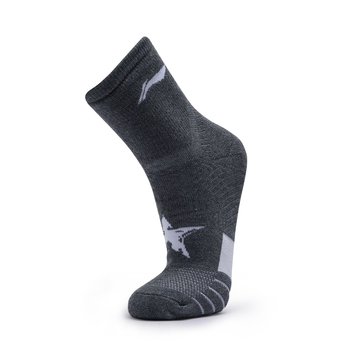 Li-Ning 5 Star Hi-Quarter Sports Socks - Heather Grey by Li-Ning - alternate view 3 - TopCricketStore