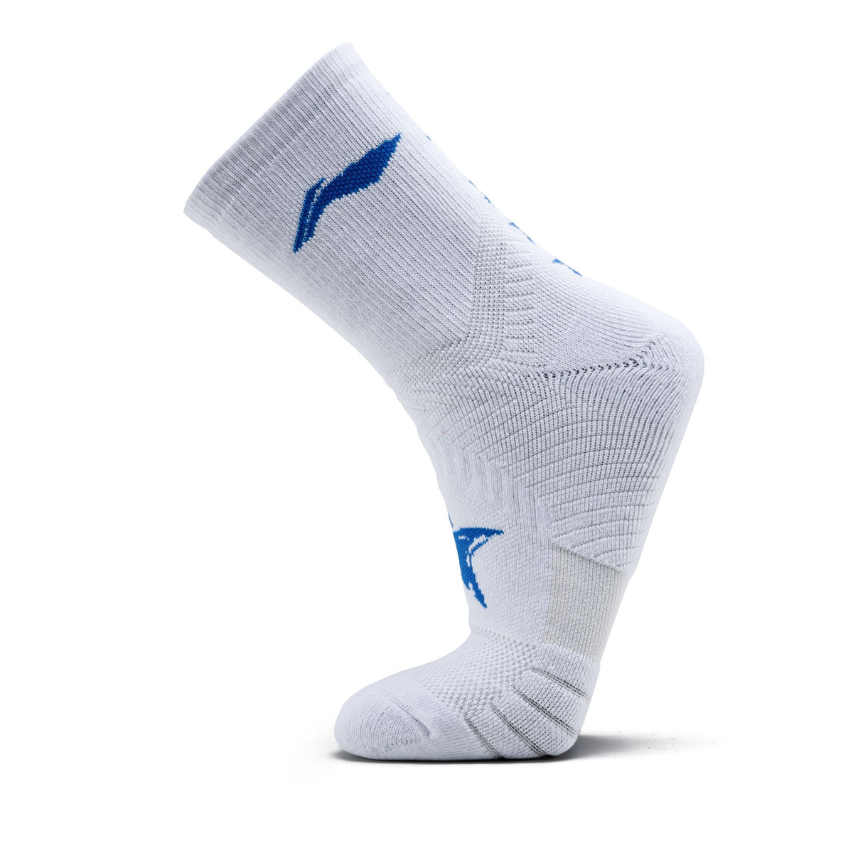 Li-Ning 5 Star Hi-Quarter Sports Socks - White / Blue by Li-Ning - alternate view 3 - TopCricketStore