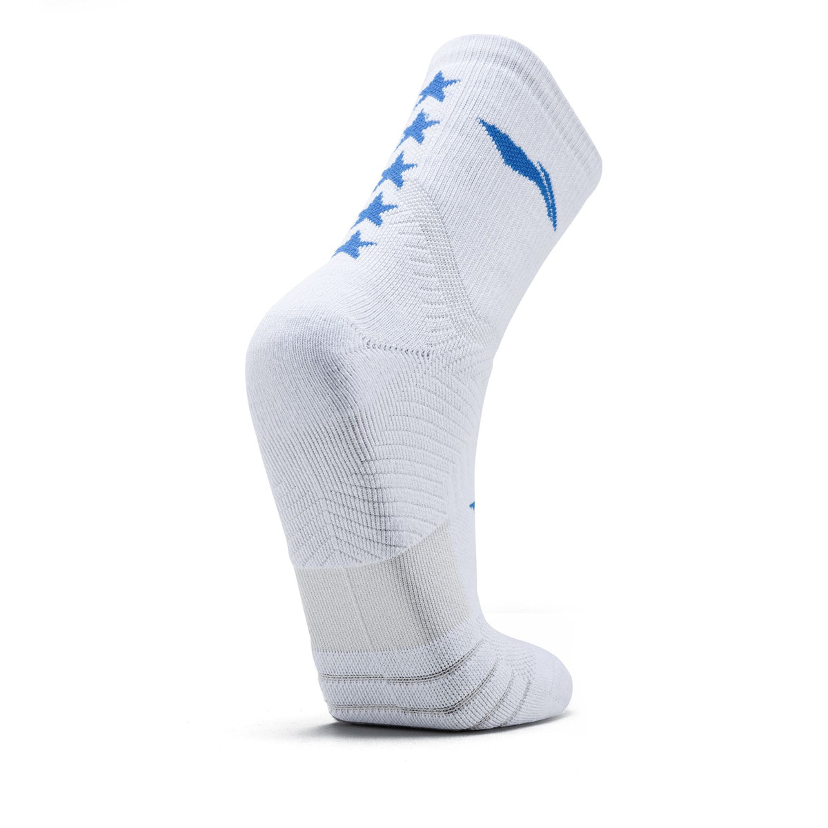 Li-Ning 5 Star Hi-Quarter Sports Socks - White / Blue by Li-Ning - alternate view 4 - TopCricketStore