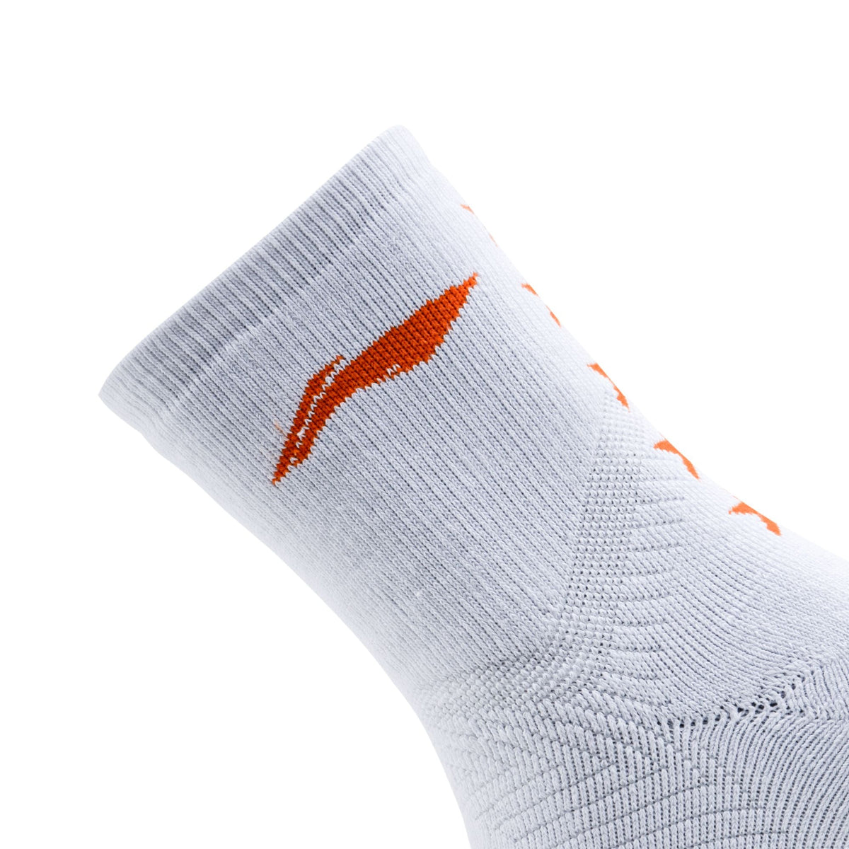 Li-Ning 5 Star Hi-Quarter Sports Socks - White / Neon Orange by Li-Ning - alternate view 2 - TopCricketStore