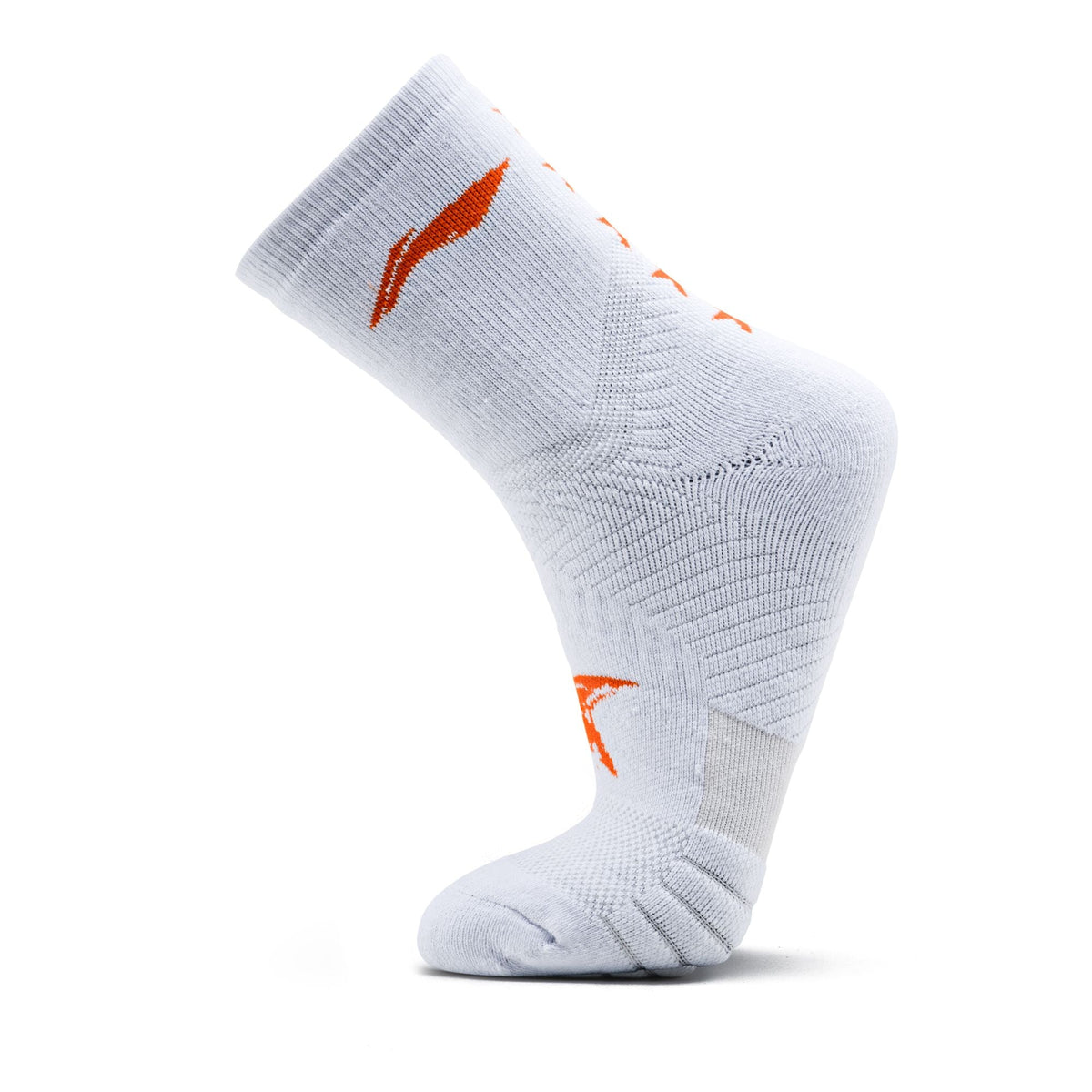 Li-Ning 5 Star Hi-Quarter Sports Socks - White / Neon Orange by Li-Ning - alternate view 3 - TopCricketStore