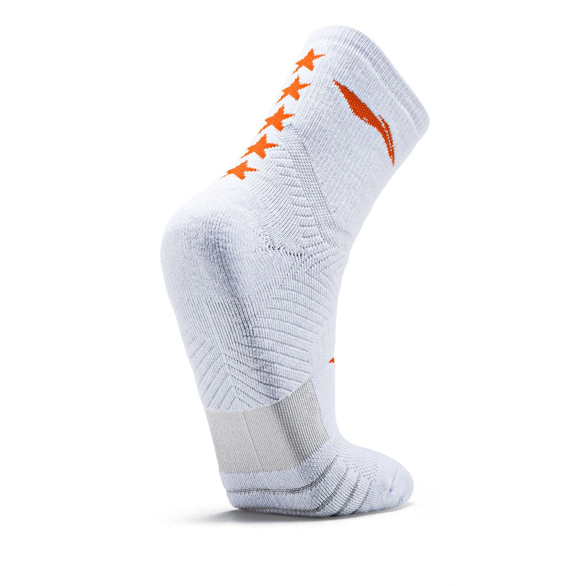 Li-Ning 5 Star Hi-Quarter Sports Socks - White / Neon Orange by Li-Ning - alternate view 4 - TopCricketStore