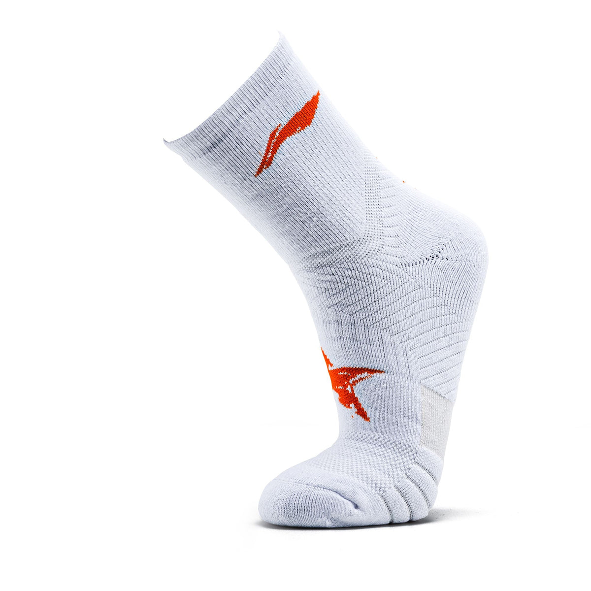 Li-Ning 5 Star Hi-Quarter Sports Socks - White / Neon Orange by Li-Ning - alternate view 5 - TopCricketStore