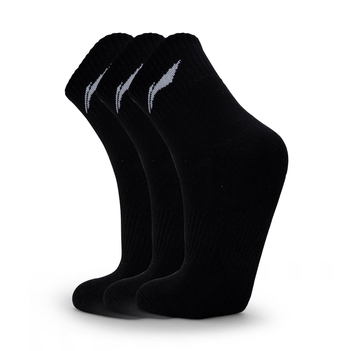 Li-Ning Cushioned Quarter Sports Socks - Black (3 Pairs) by Li-Ning - TopCricketStore