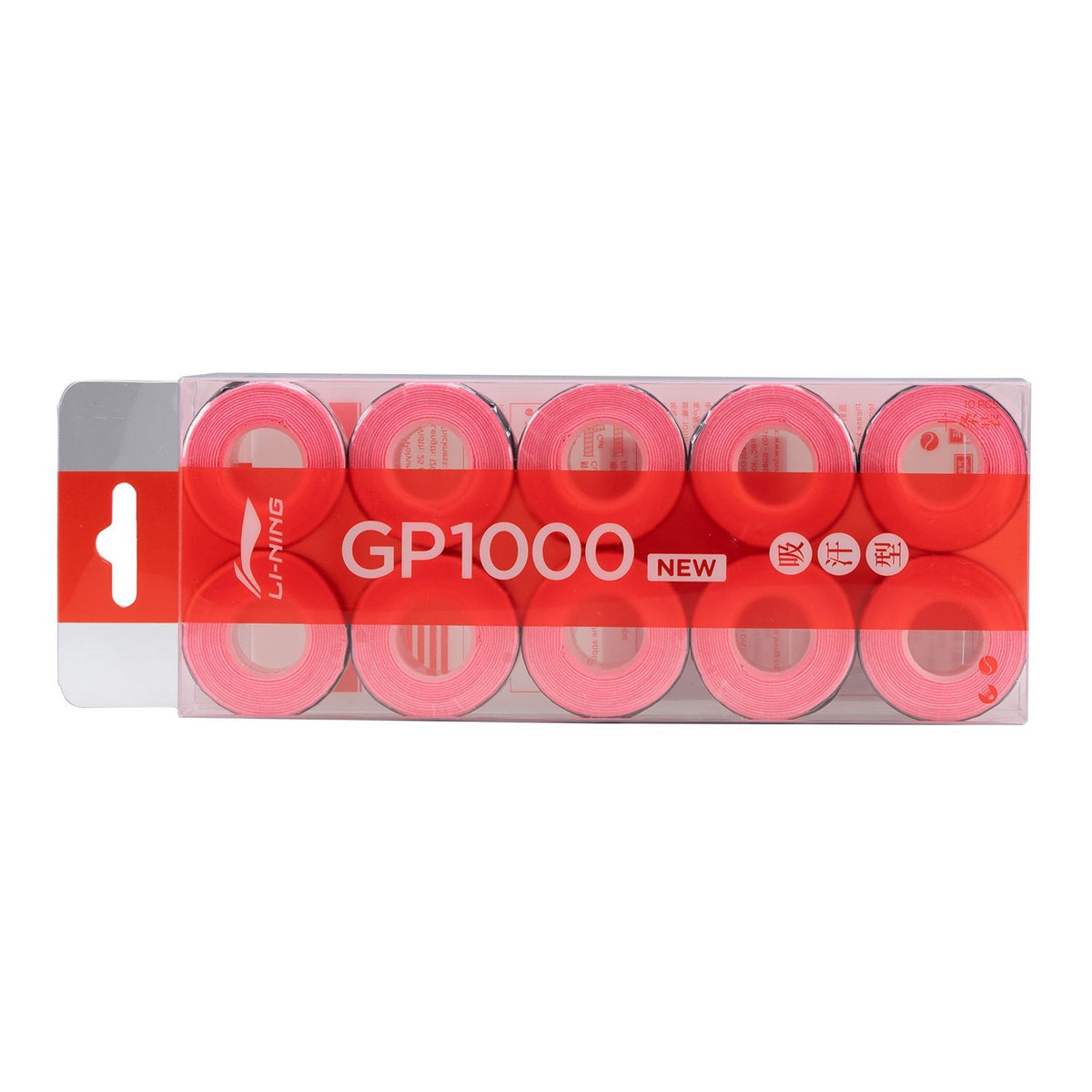 Li-Ning GP 1000 Badminton Overgrip - Pack of 10 by Li-Ning - Pink (Pink Candy) - TopCricketStore
