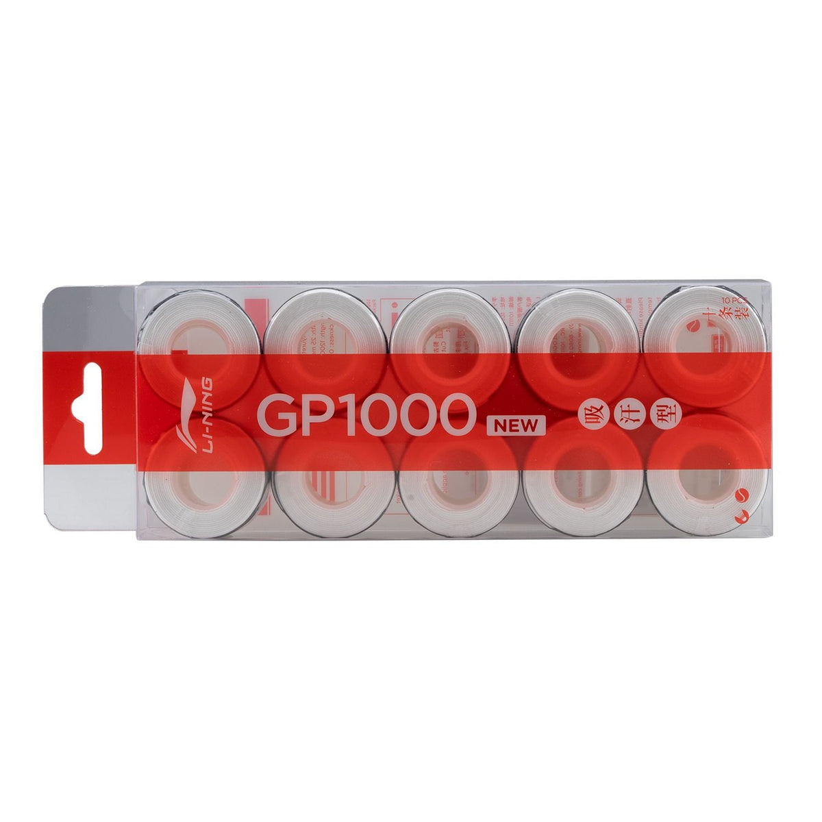 Li-Ning GP 1000 Badminton Overgrip - Pack of 10 by Li-Ning - White (Basic White) - TopCricketStore