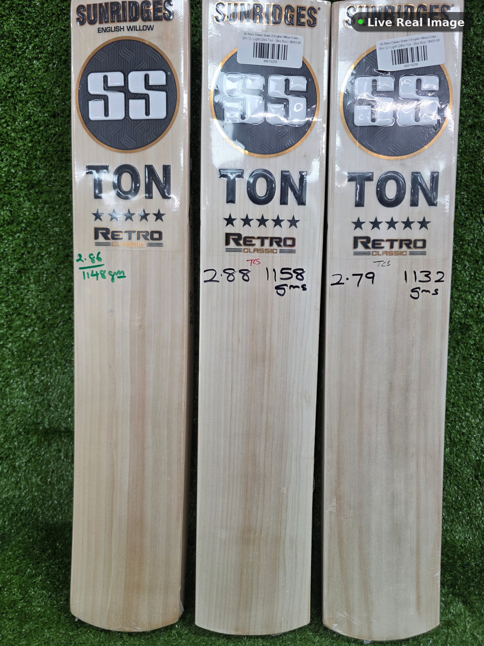 SS Retro Classic Grade 2 English Willow Cricket Ba — Live Real Image