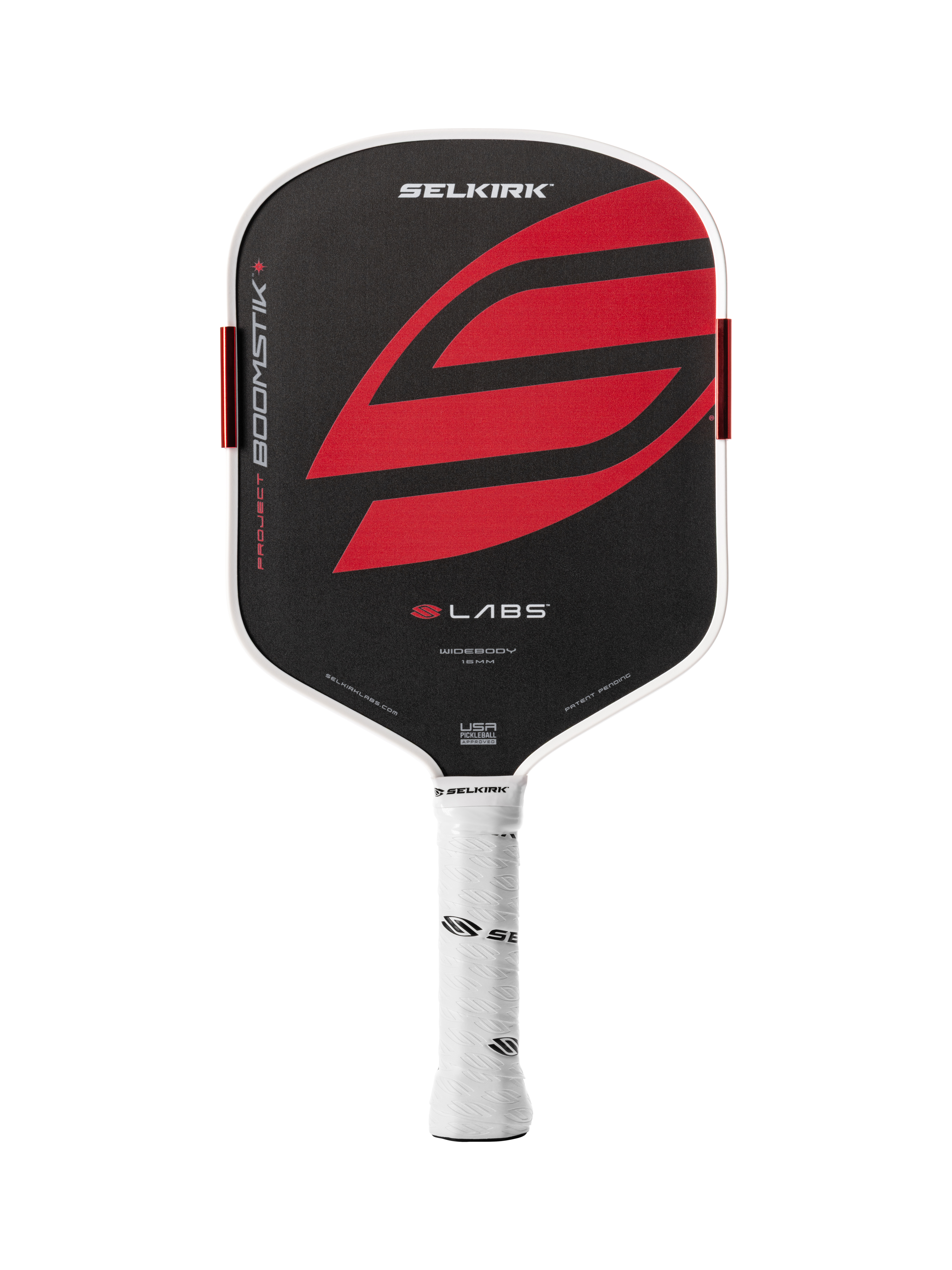 Selkirk LABS Project Boomstik 16mm pickleball paddle, Widebody shape in Black, full face view