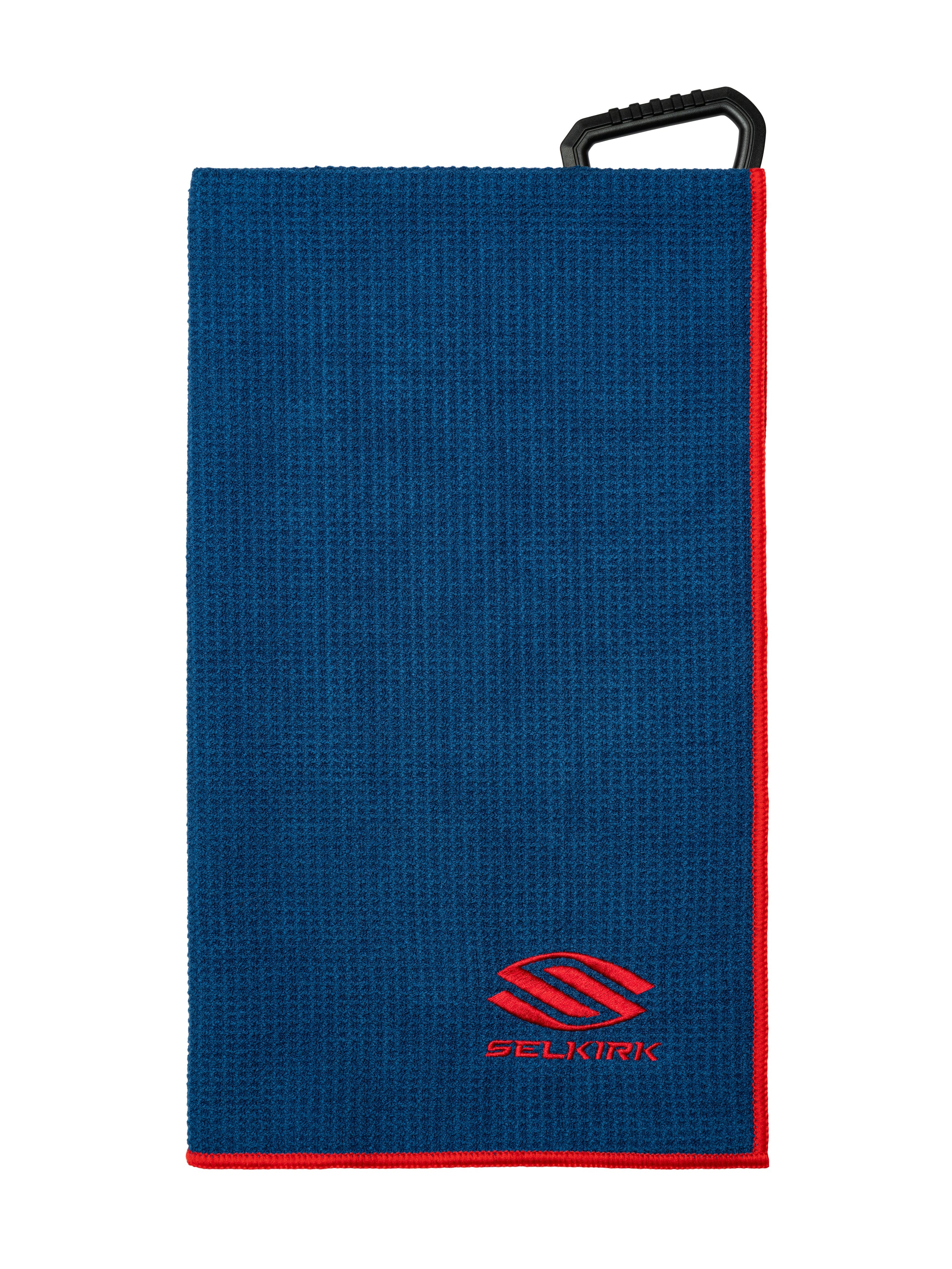 Selkirk Players' Pickleball Towel in Navy with embroidered logo and carabiner clip