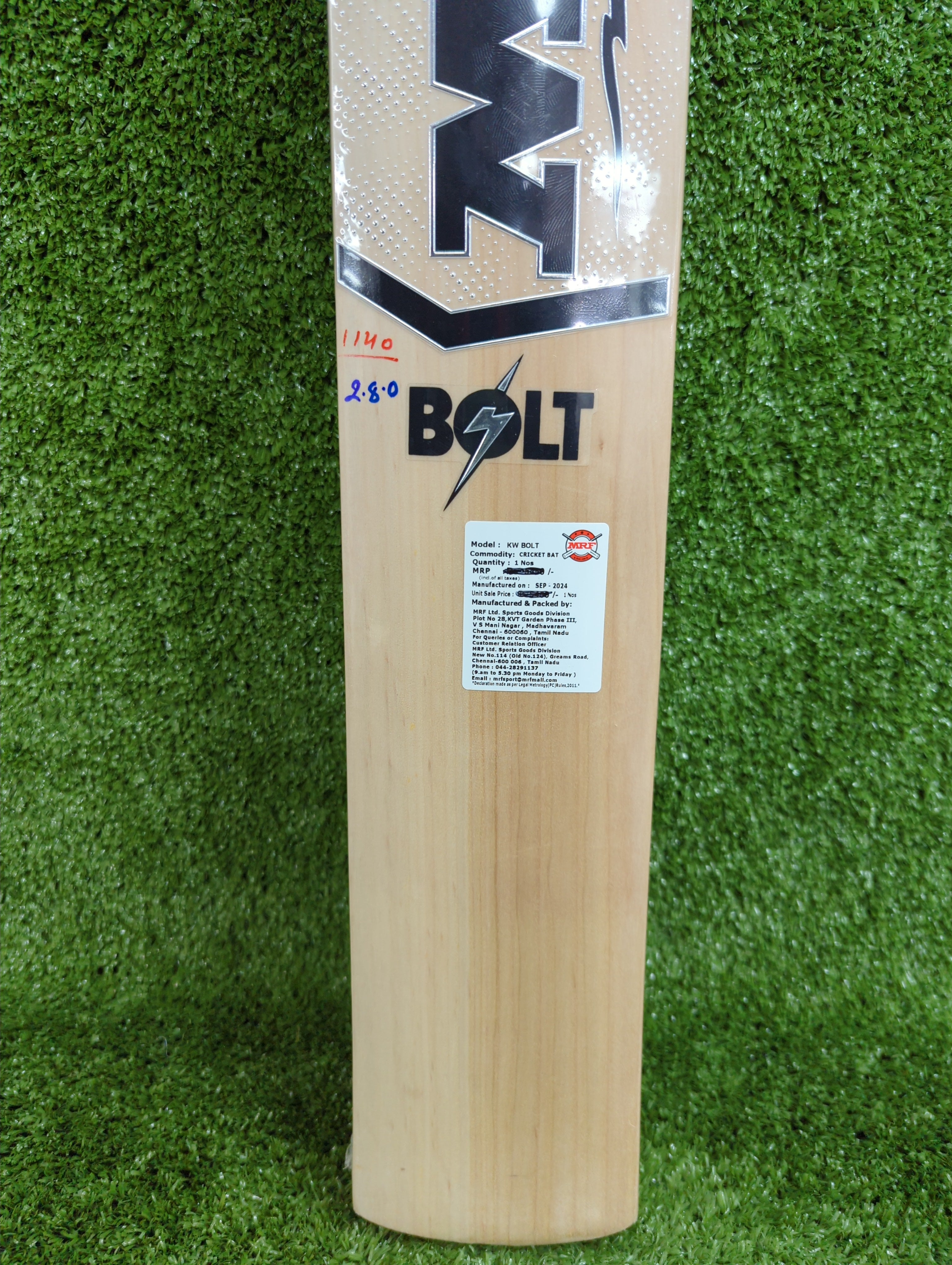 MRF Bolt Kashmir Willow Cricket Bat