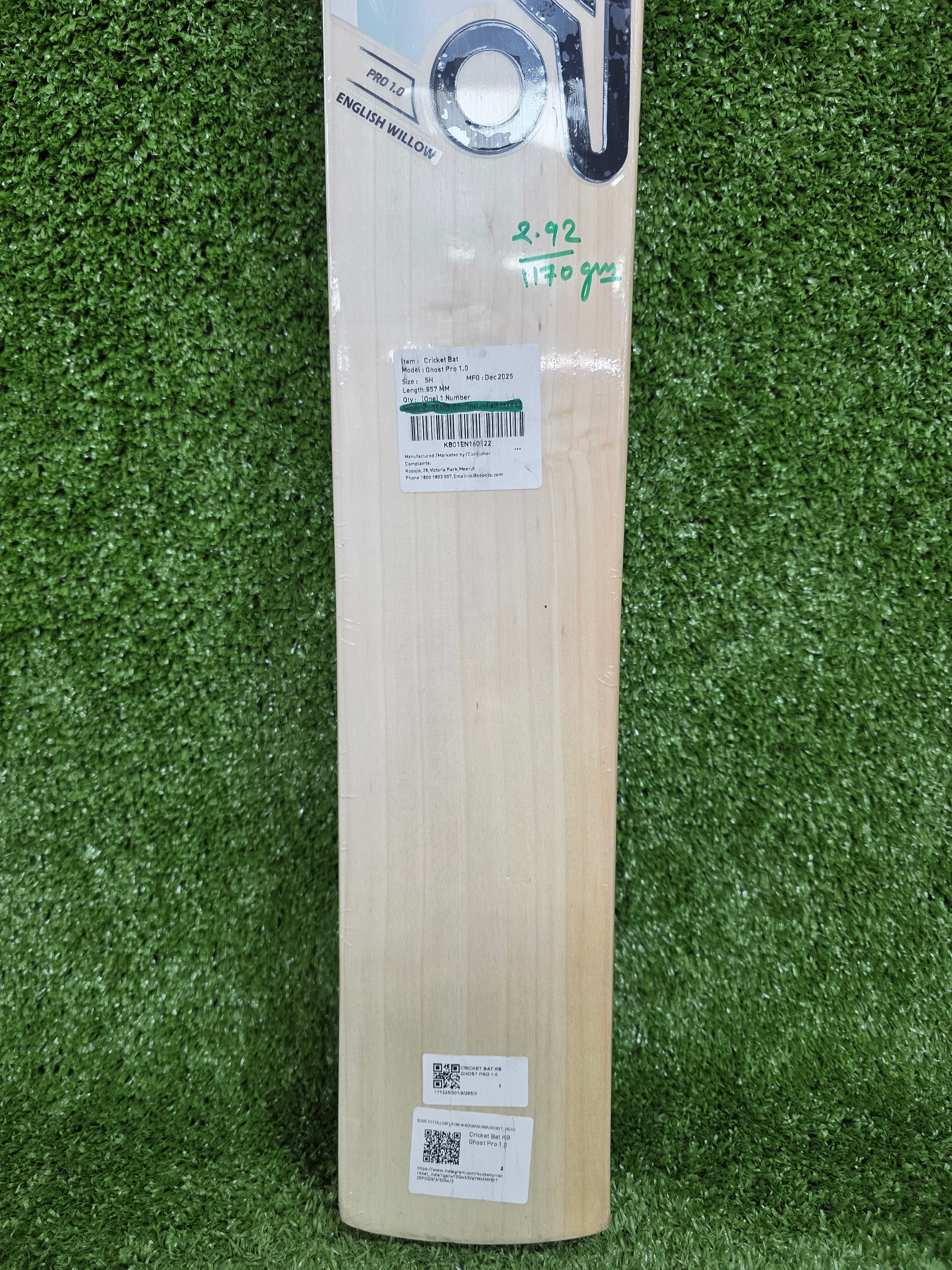 Kookaburra Ghost Pro 1.0 Cricket Bat - Grade 1 English Willow