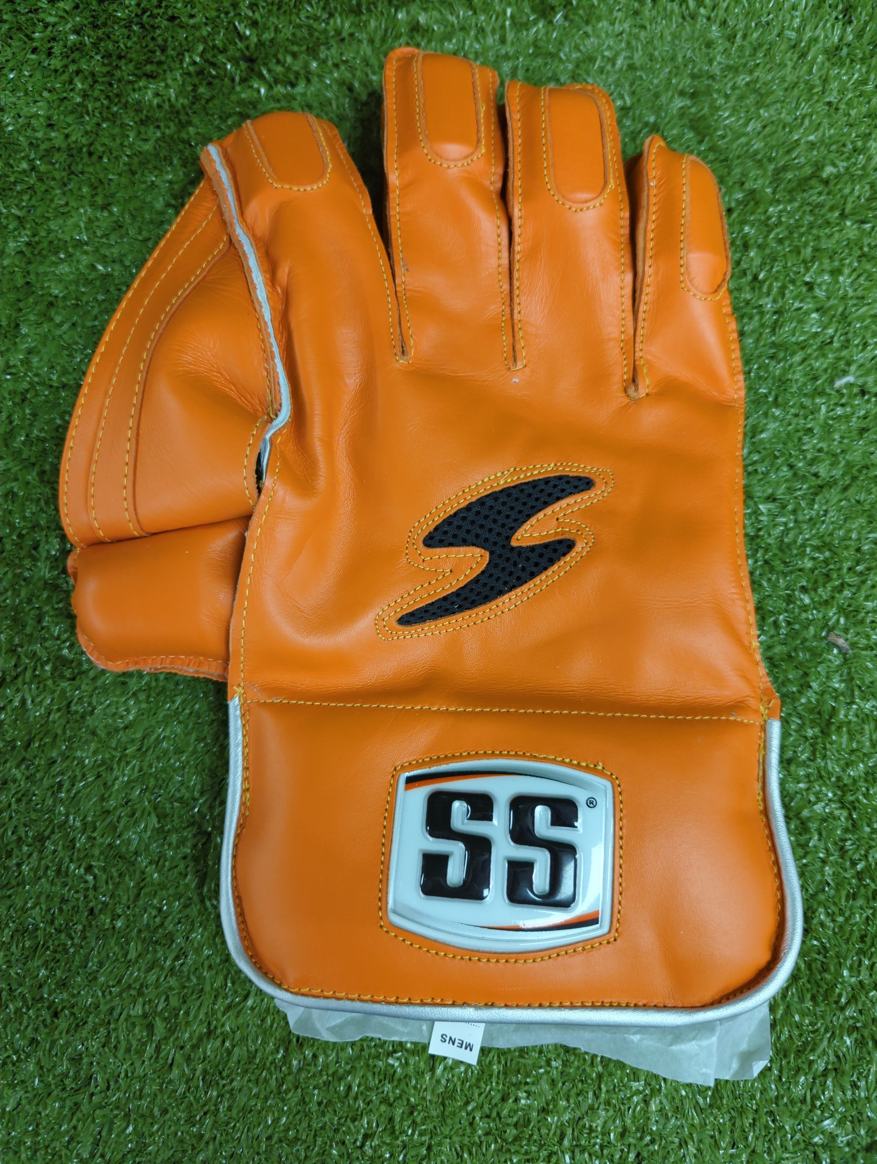 SS MSD (Mahendra Singh Dhoni)Players Cricket Wicket Keeping Gloves (Orange)