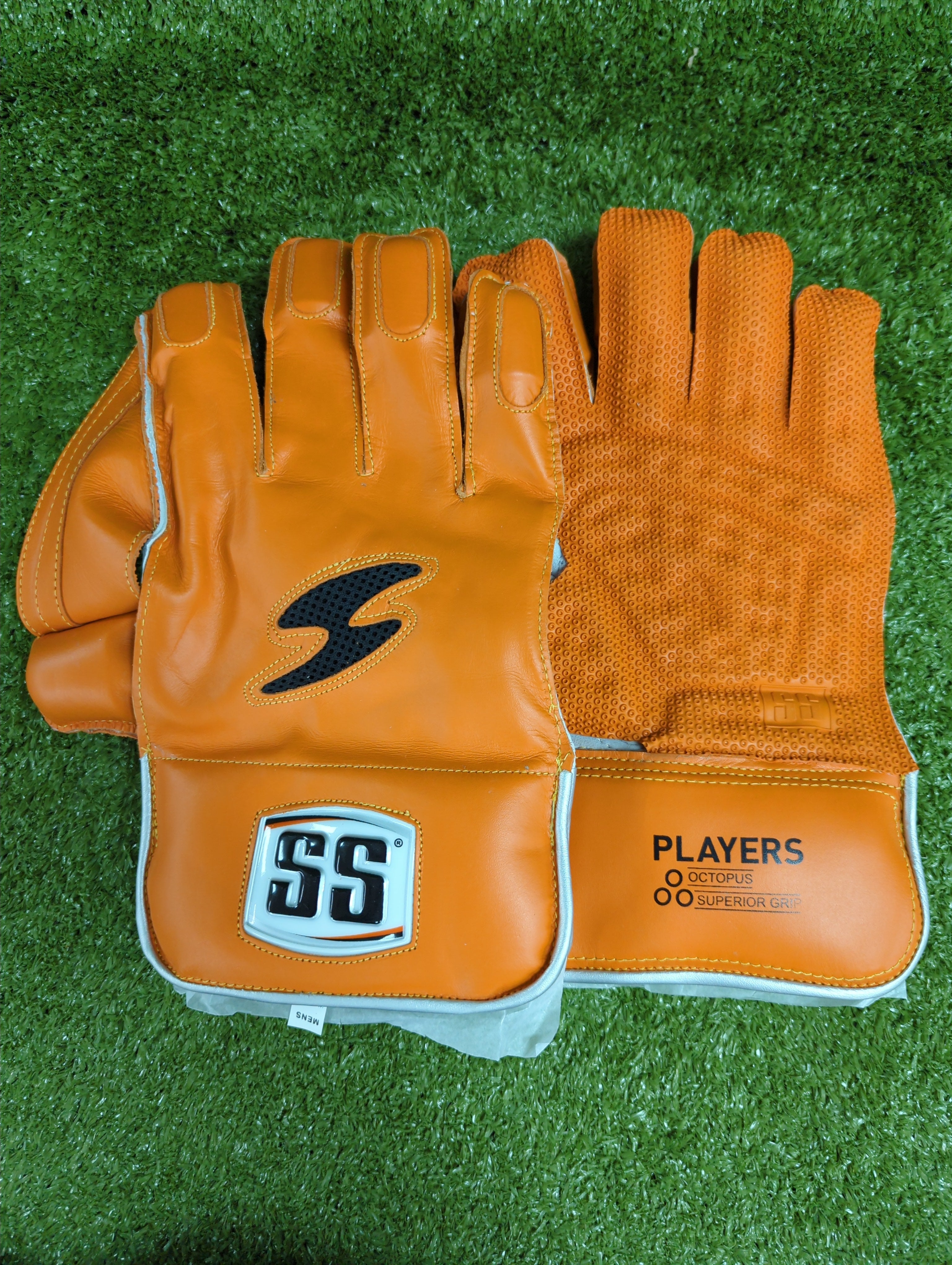 SS MSD (Mahendra Singh Dhoni)Players Cricket Wicket Keeping Gloves (Orange)