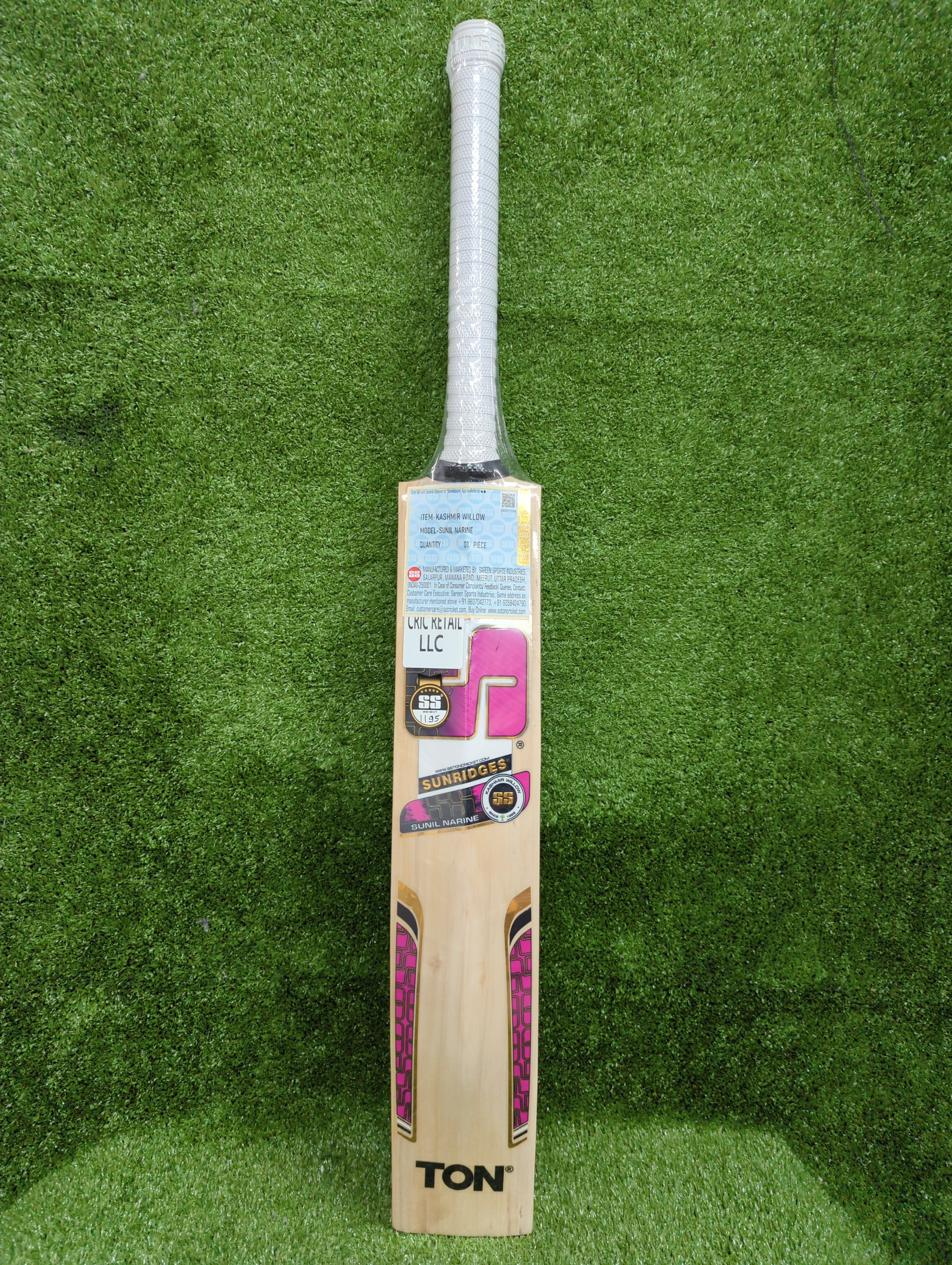 SS Sunil Narine Players Kashmir Willow Cricket Bat Long Handle SS