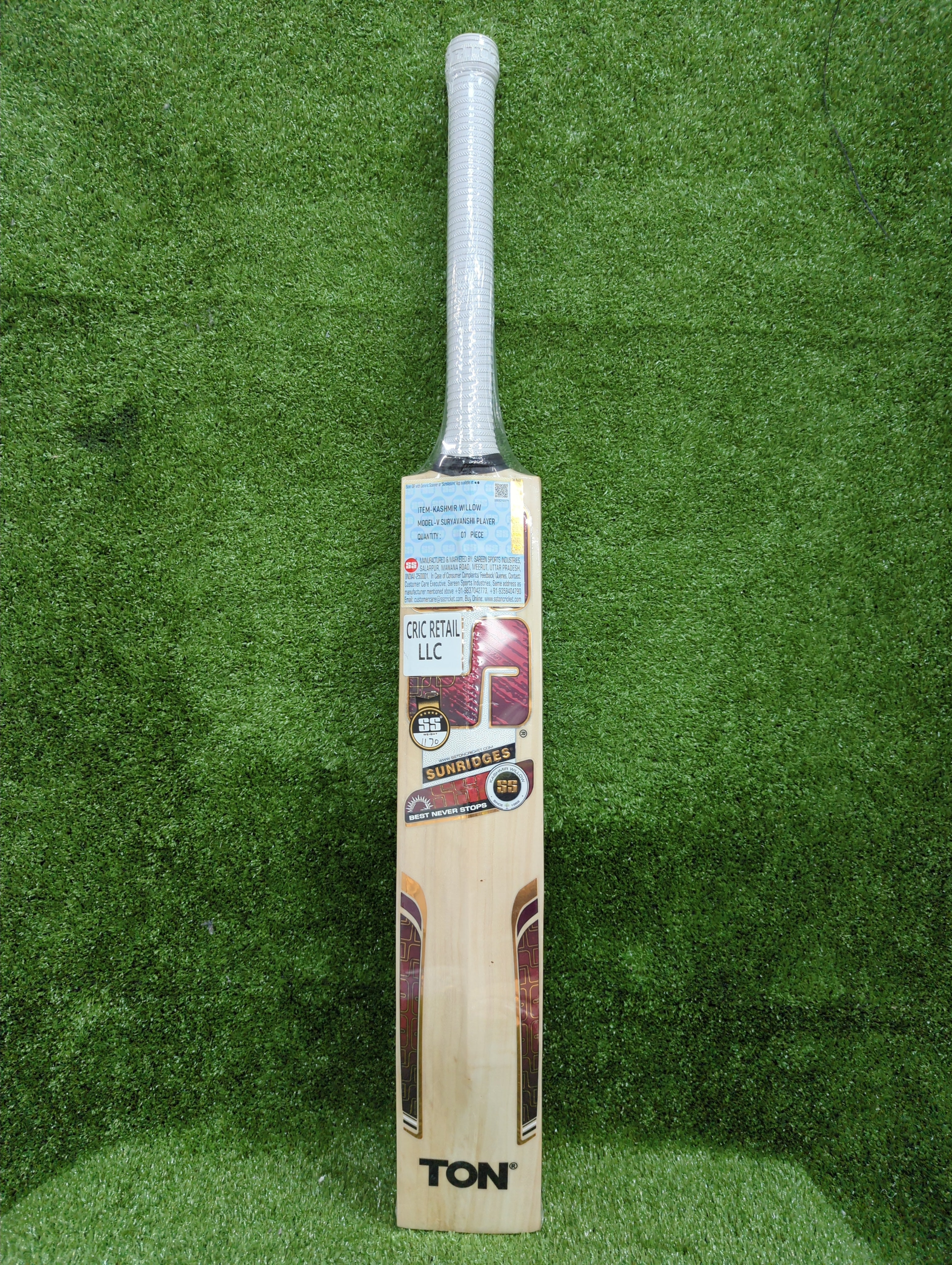 SS Vaibhav Sooryavanshi Premium Kashmir Willow Cricket Bat Long Handle SS