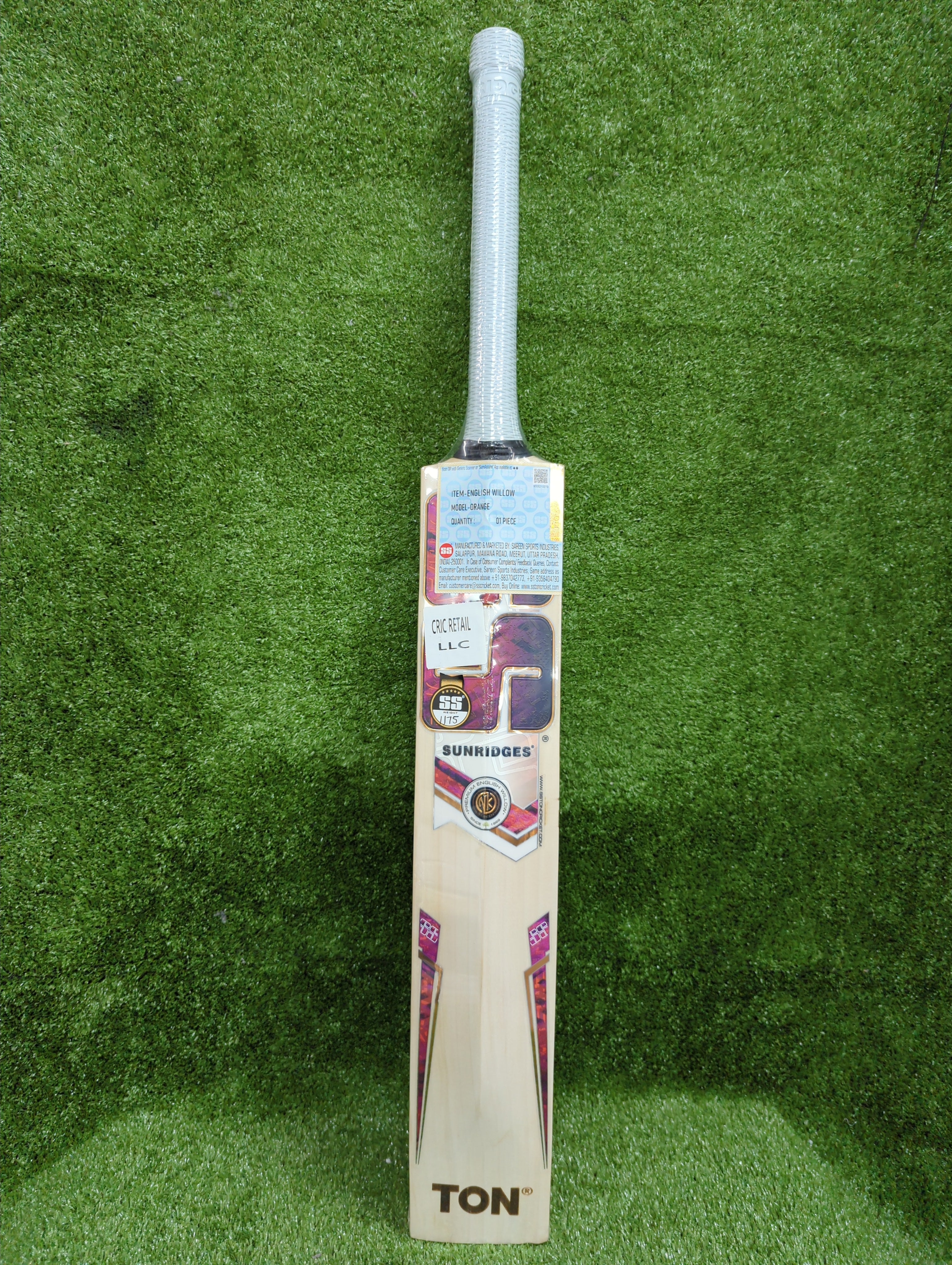 SS Orange Long Blade English Willow Cricket Bat SS