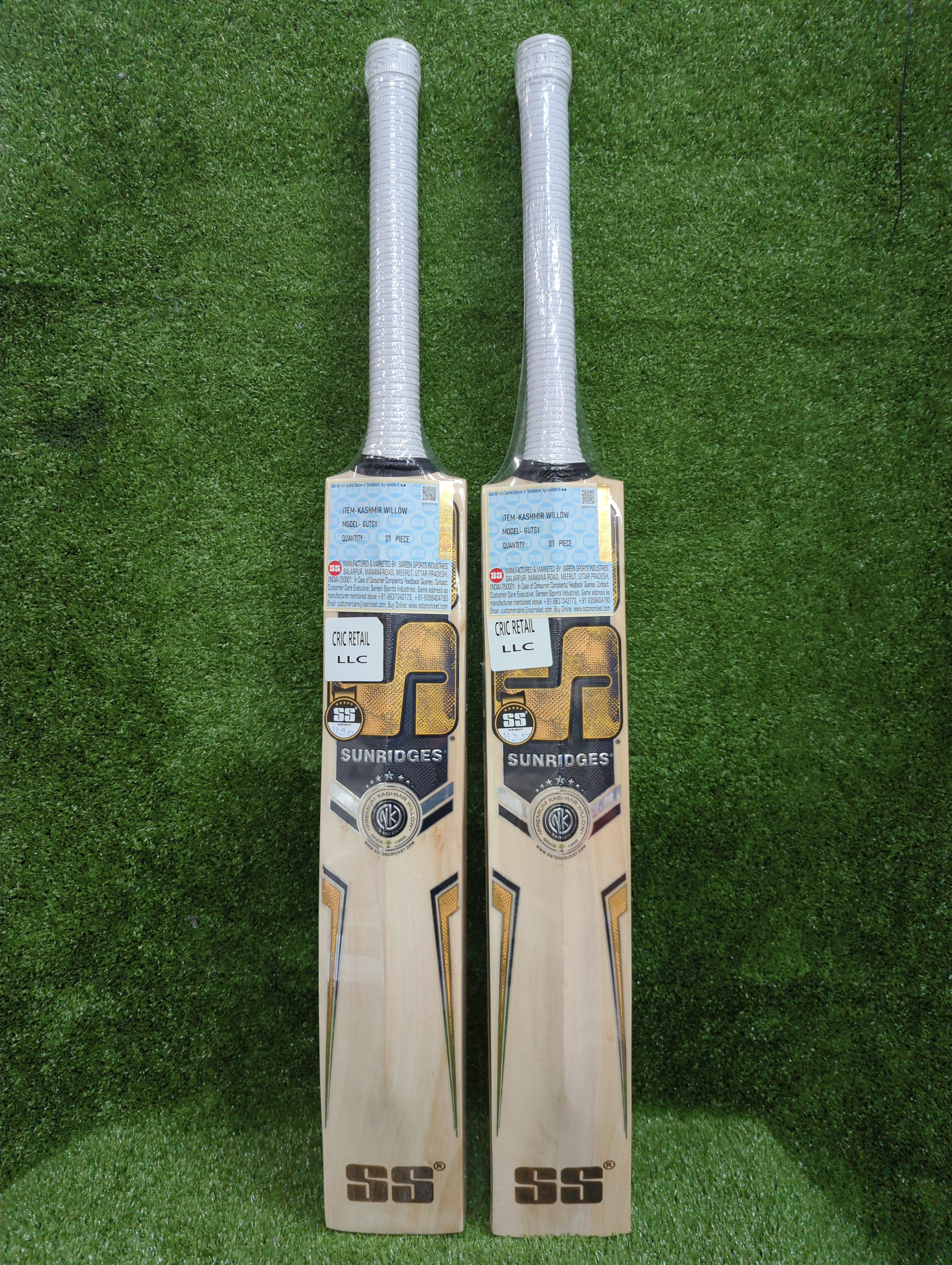 SS Gutsy Kashmir Willow Adult Cricket Bat by SS - back view - TopCricketStore